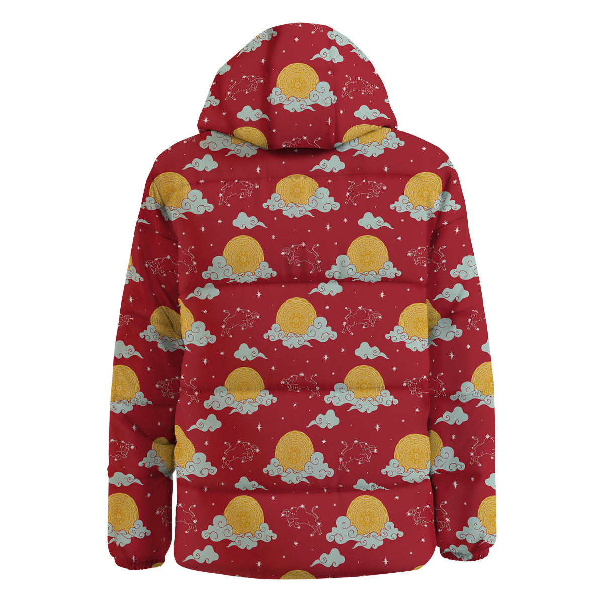 Zodiac Taurus Sky Chinese Year Print Pattern Down Jacket-grizzshop