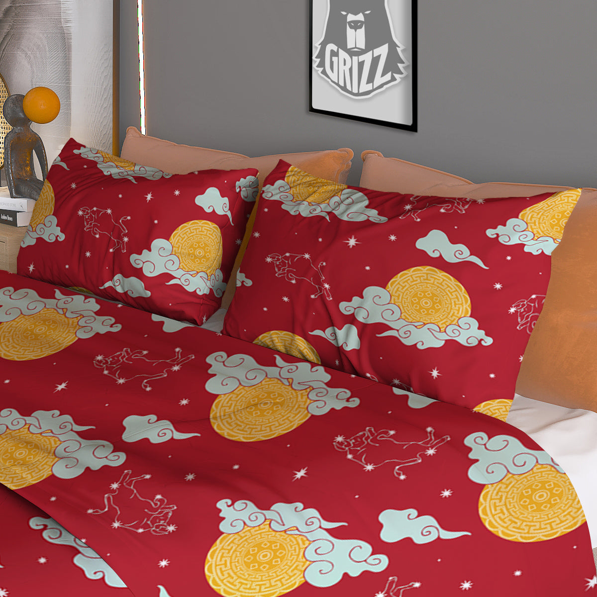 Zodiac Taurus Sky Chinese Year Print Pattern Duvet Cover Bedding Set