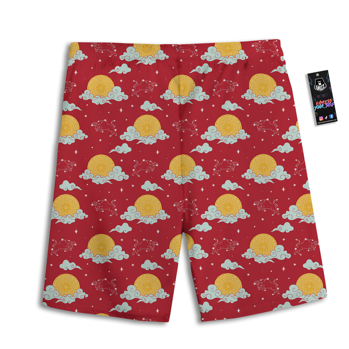 Zodiac Taurus Sky Chinese Year Print Pattern Men's Athletic Shorts