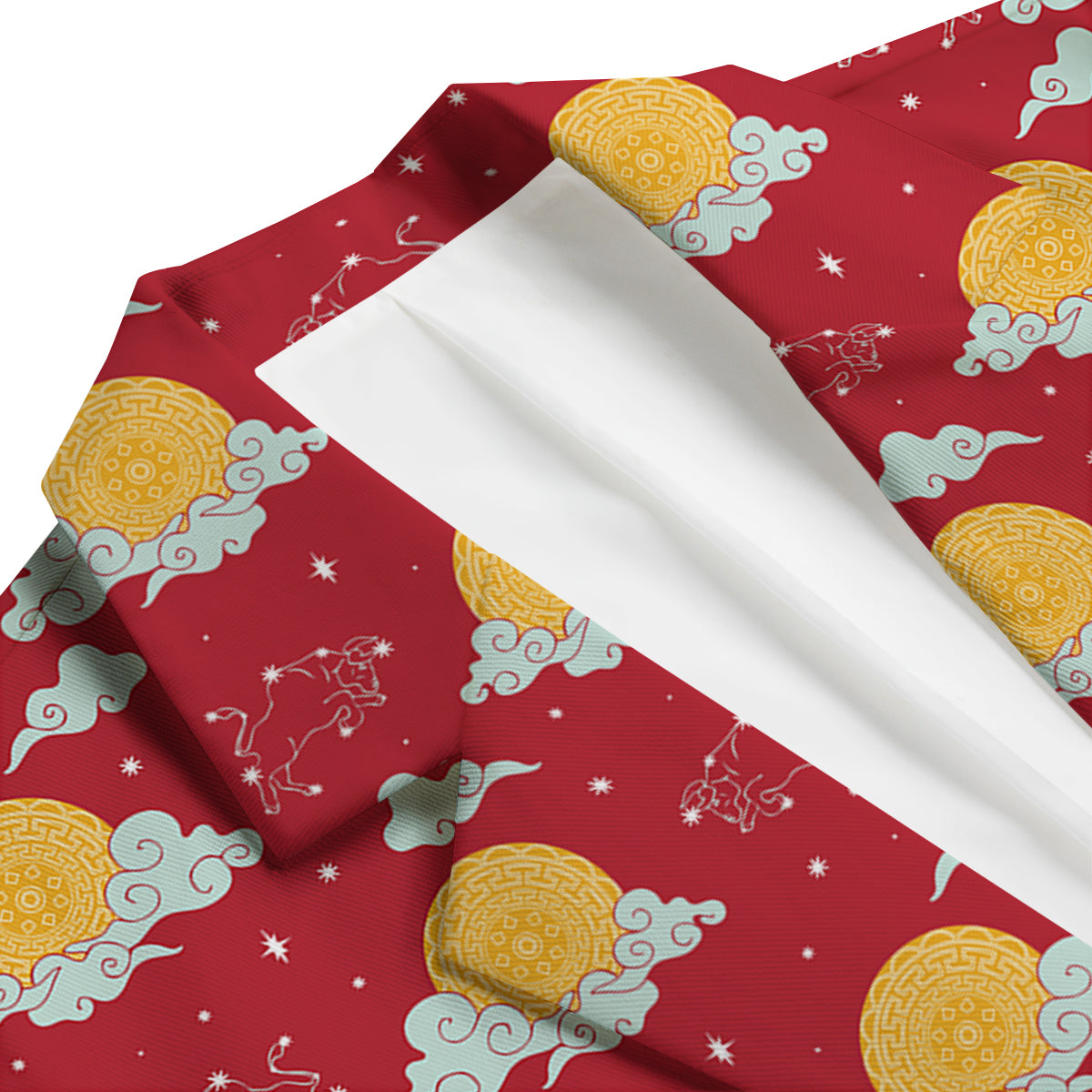 Zodiac Taurus Sky Chinese Year Print Pattern Men's Blazer-grizzshop