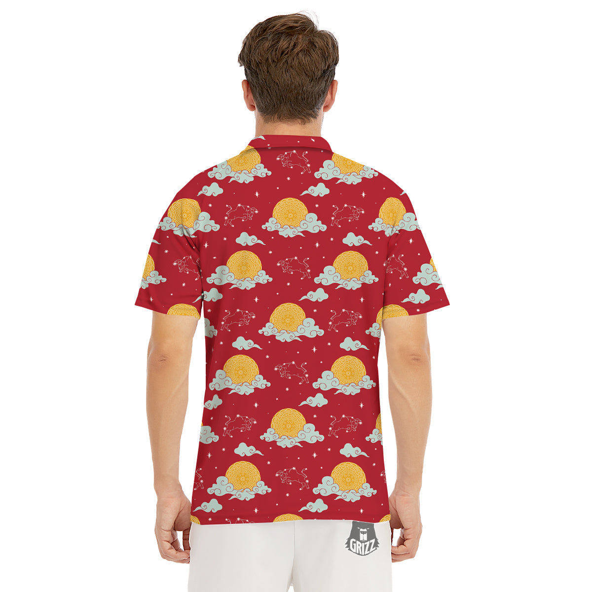 Zodiac Taurus Sky Chinese Year Print Pattern Men's Golf Shirts-grizzshop