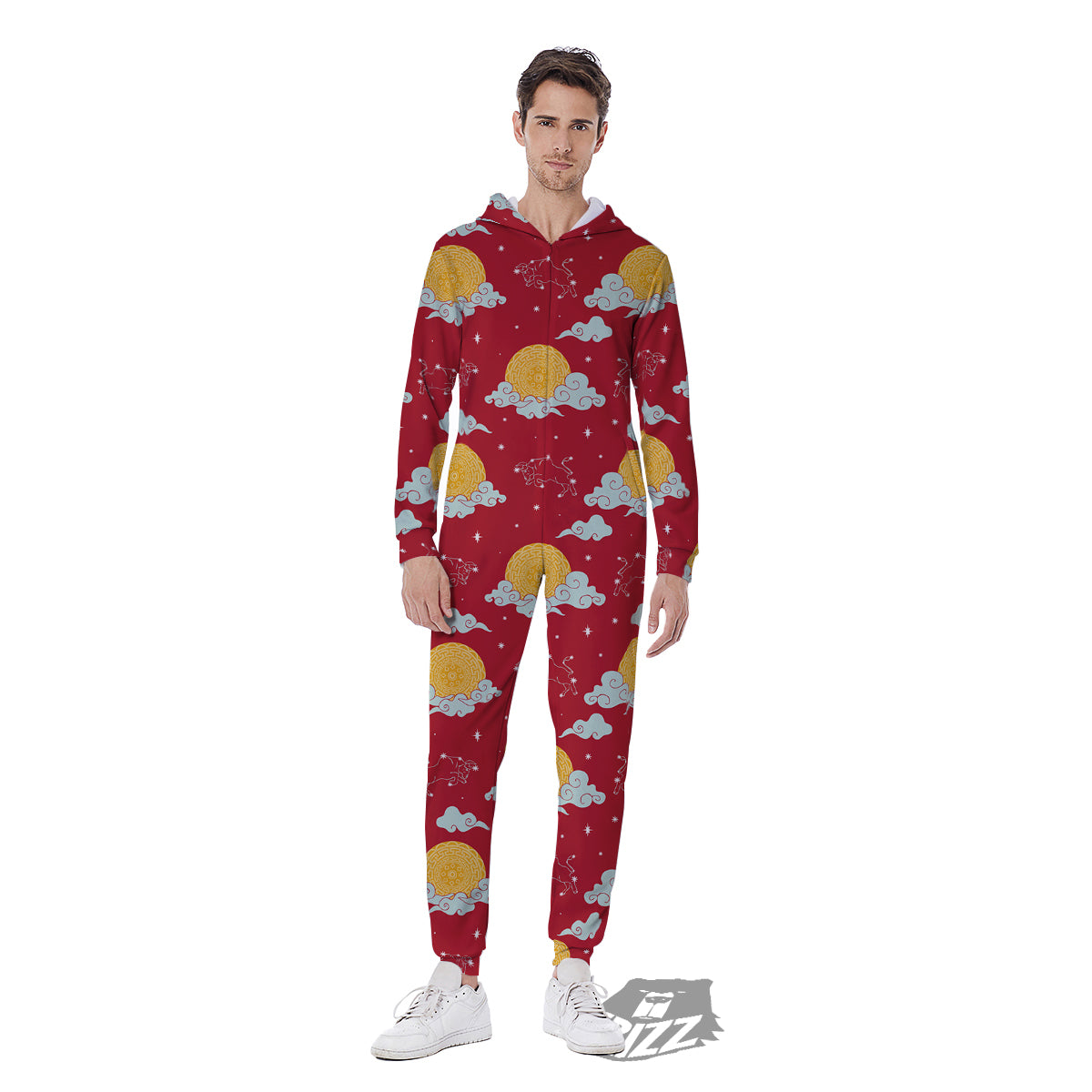 Zodiac Taurus Sky Chinese Year Print Pattern Men's Jumpsuit-grizzshop