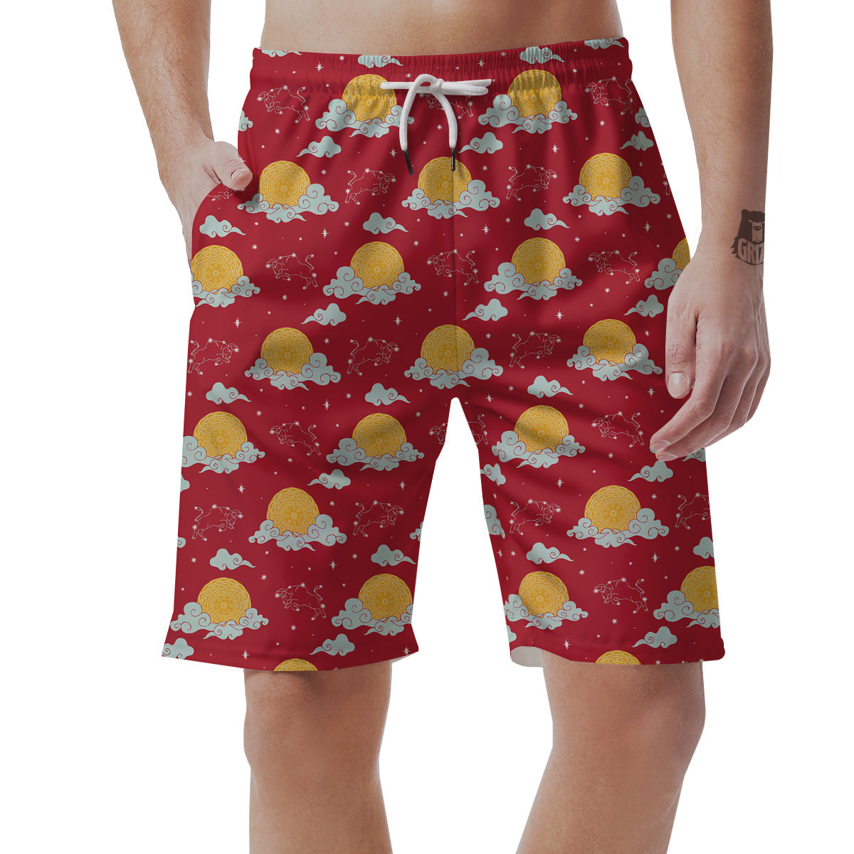Zodiac Taurus Sky Chinese Year Print Pattern Men's Shorts-grizzshop