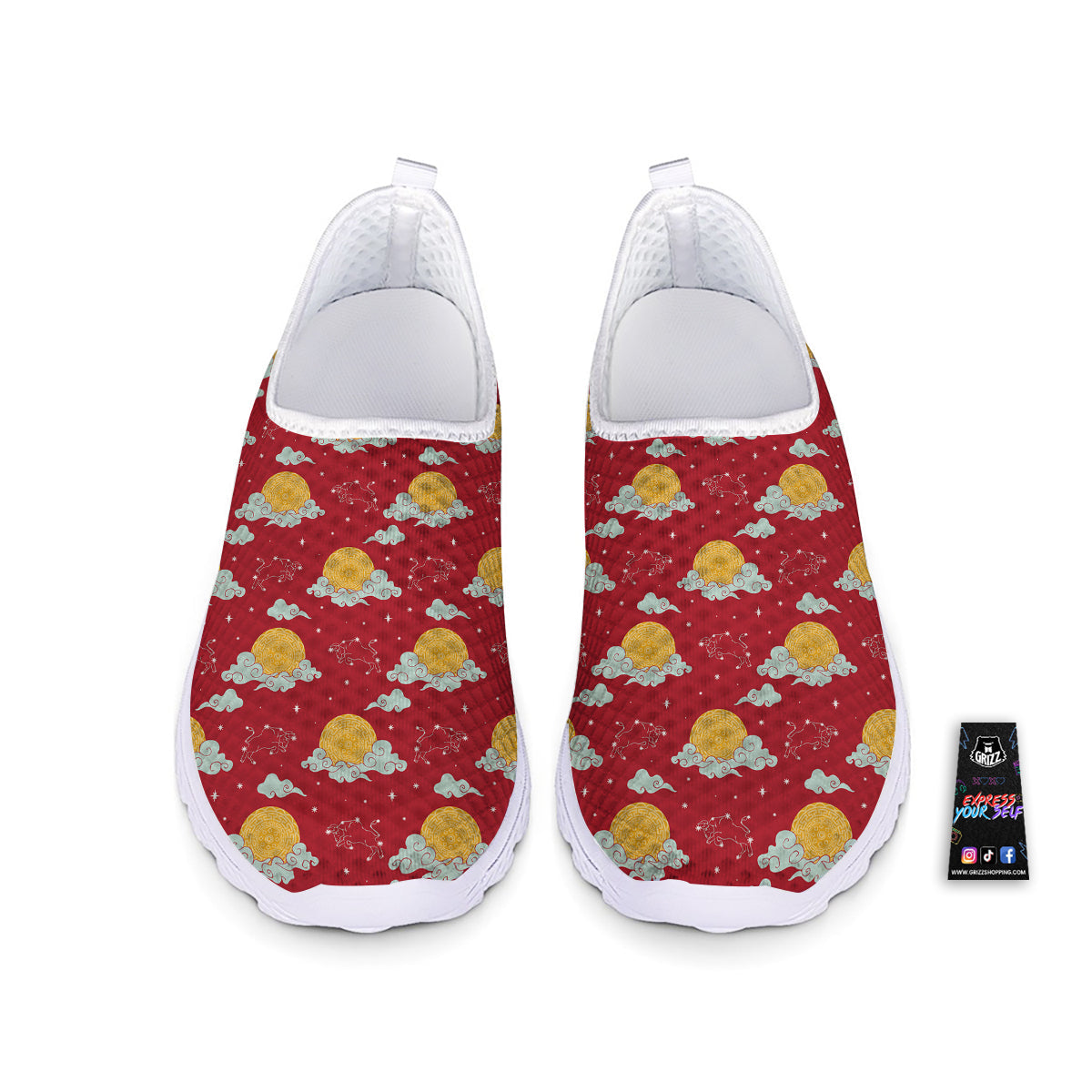 Zodiac Taurus Sky Chinese Year Print Pattern Nurse Shoes-grizzshop