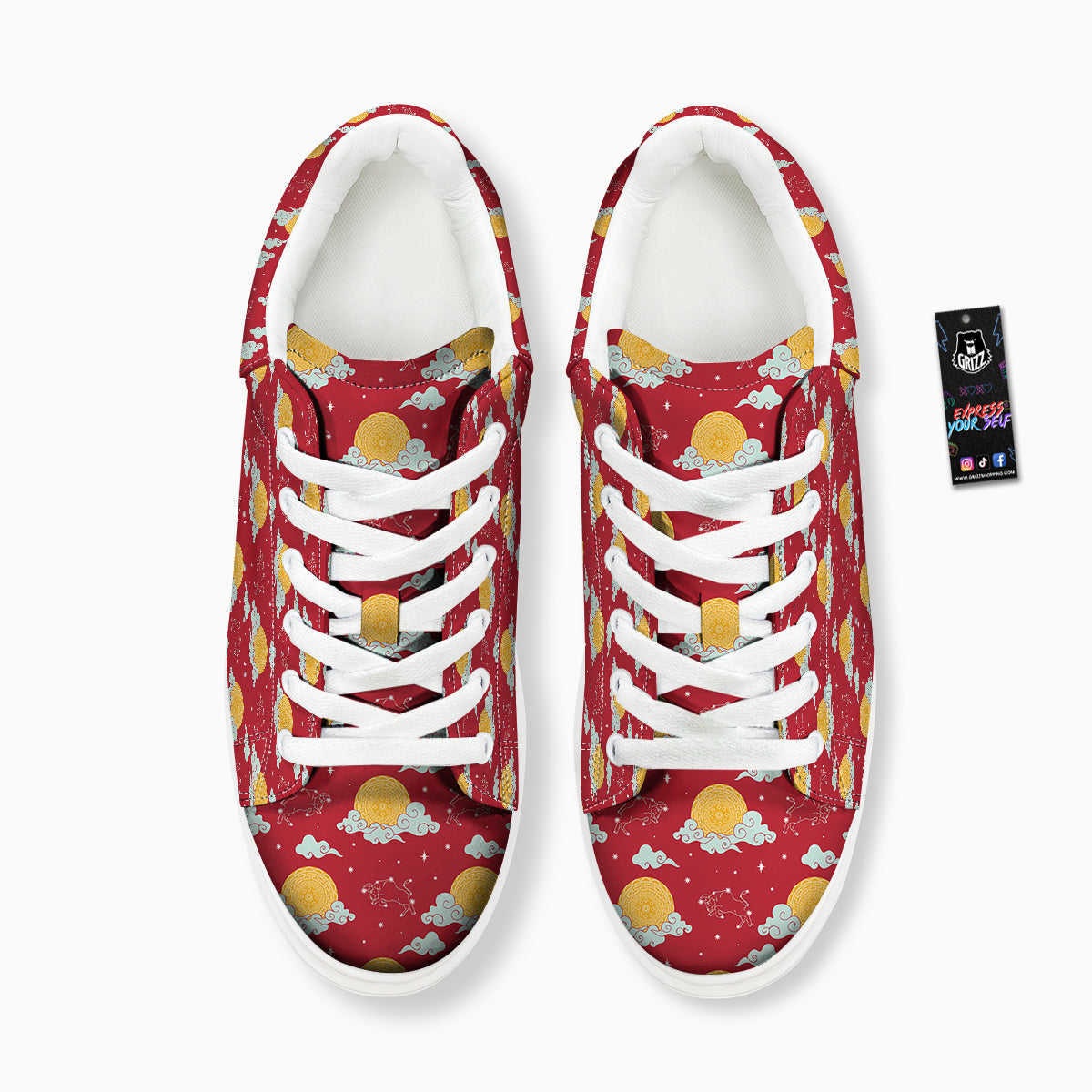 Zodiac Taurus Sky Chinese Year Print Pattern Platform Shoes-grizzshop