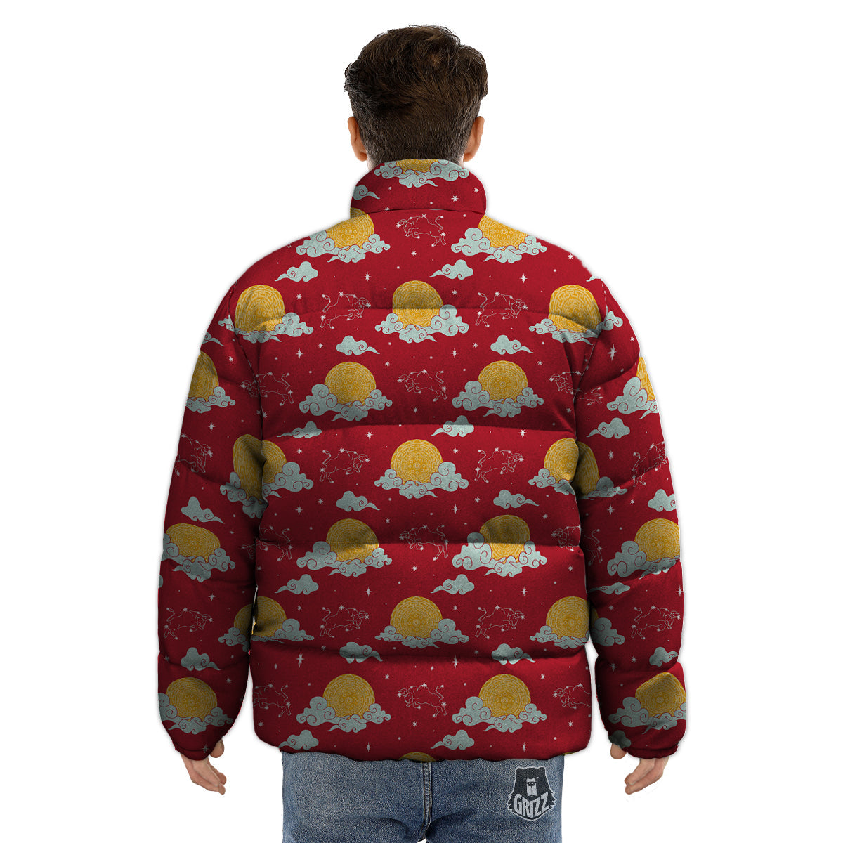 Zodiac Taurus Sky Chinese Year Print Pattern Puffer Jacket-grizzshop