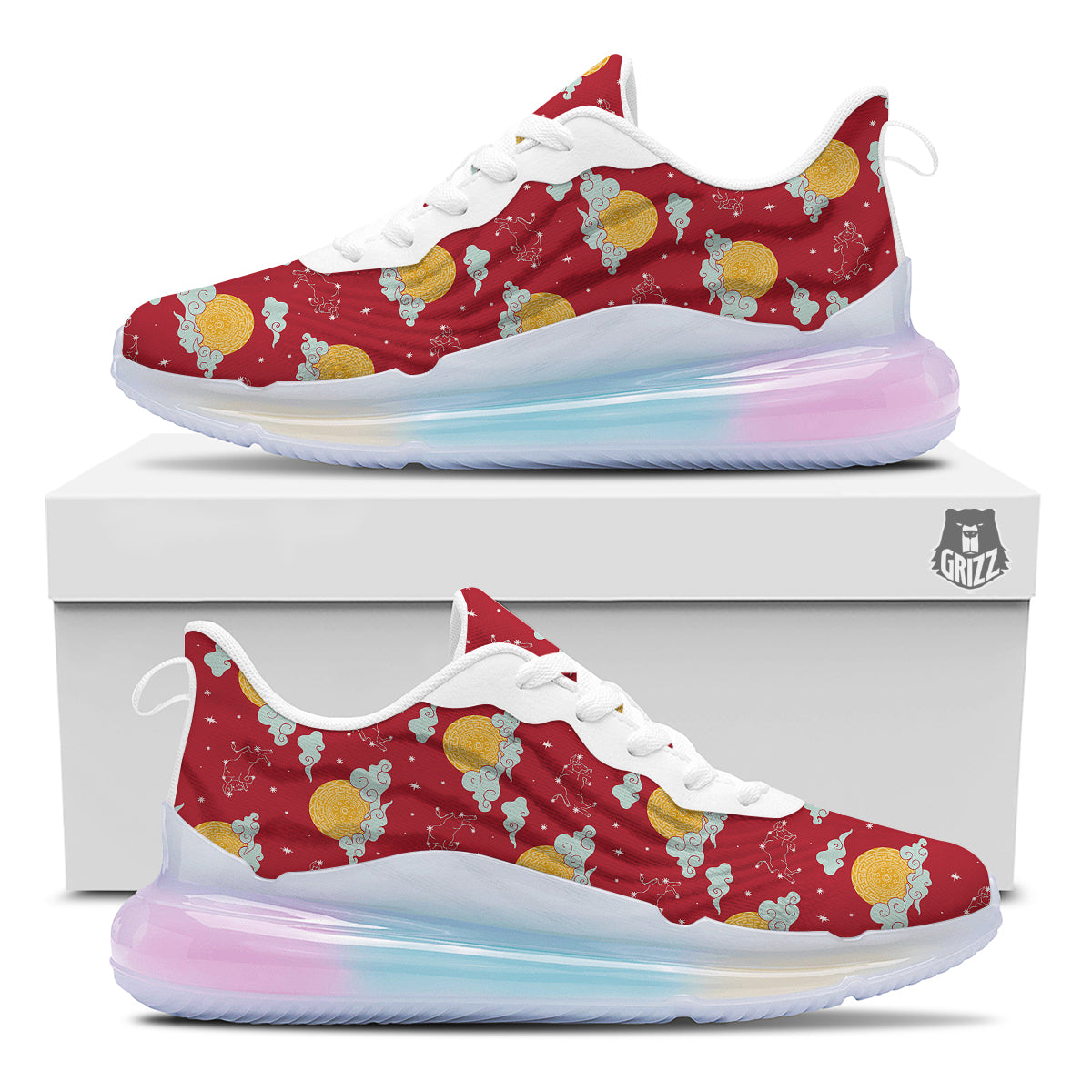 Zodiac Taurus Sky Chinese Year Print Pattern Running Sneakers-grizzshop