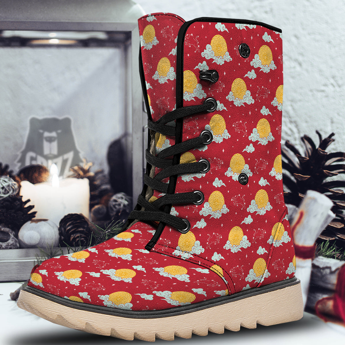 Zodiac Taurus Sky Chinese Year Print Pattern Snow Boots-grizzshop
