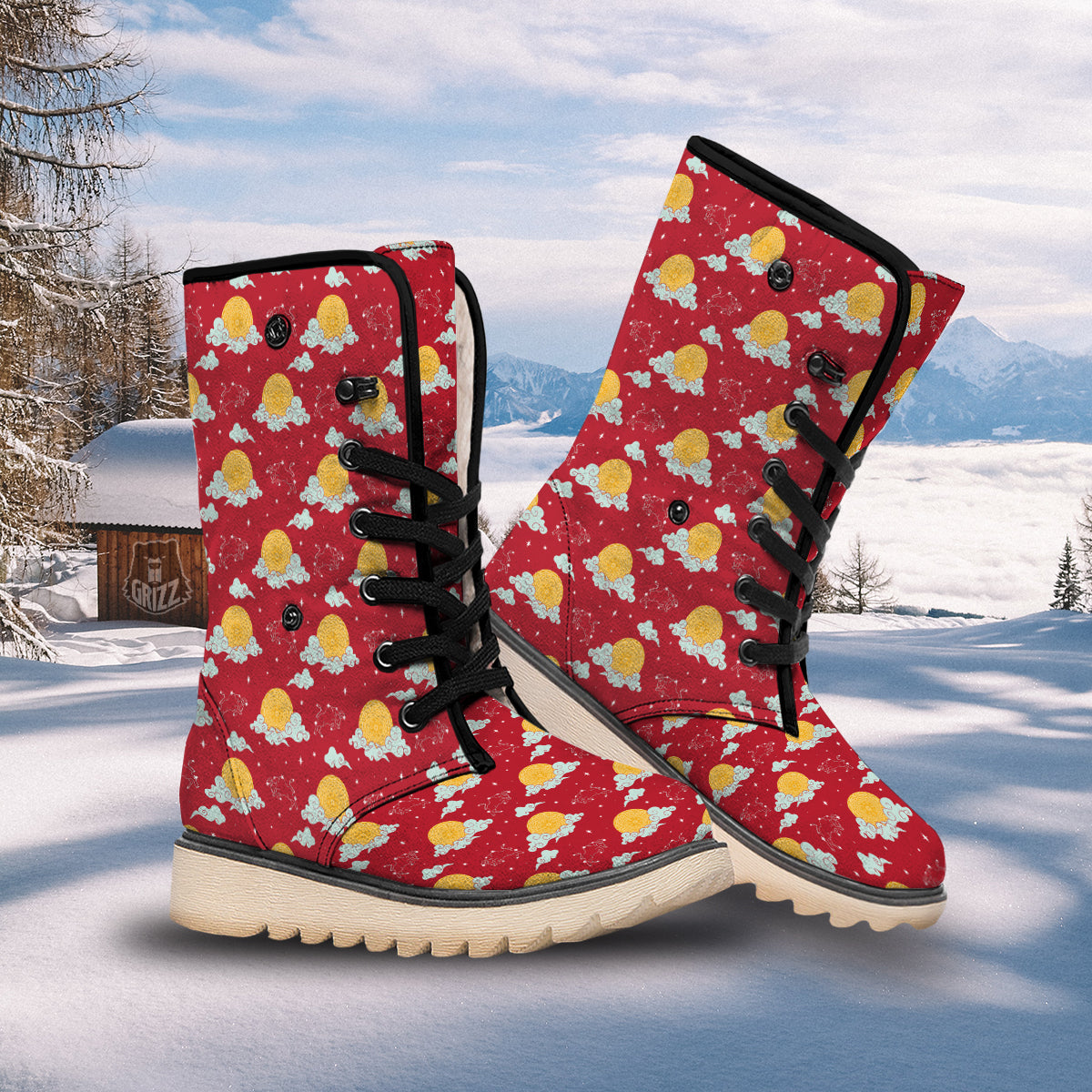 Zodiac Taurus Sky Chinese Year Print Pattern Snow Boots-grizzshop