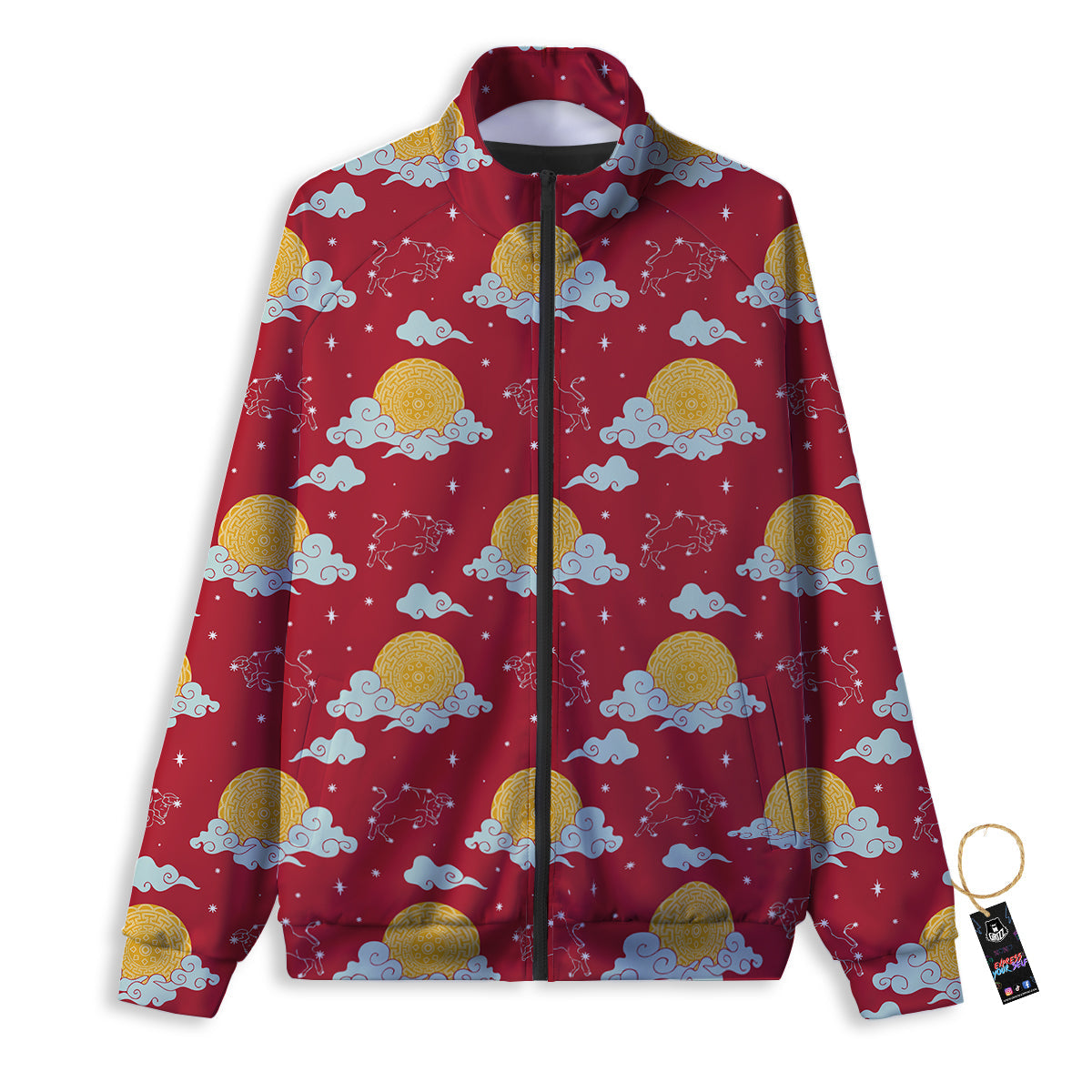 Zodiac Taurus Sky Chinese Year Print Pattern Track Jacket-grizzshop