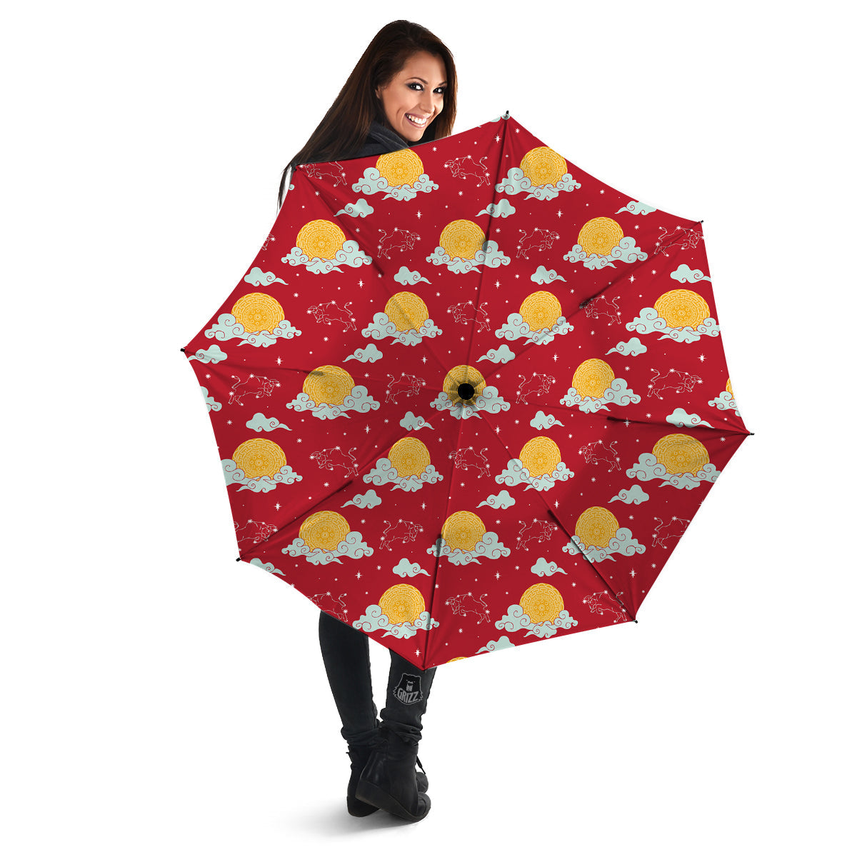 Zodiac Taurus Sky Chinese Year Print Pattern Umbrella-grizzshop