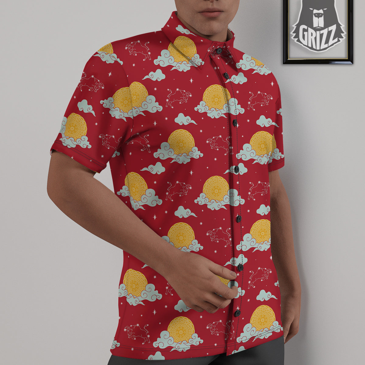 Zodiac Taurus Sky Chinese Year Print Pattern Untucked Shirts-grizzshop