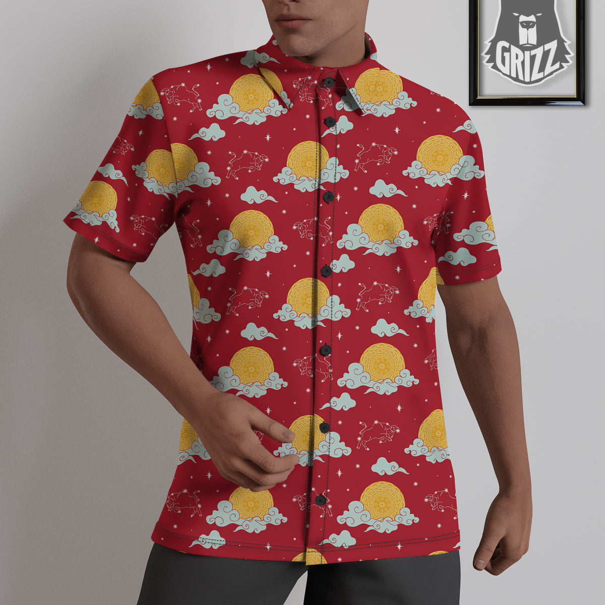 Zodiac Taurus Sky Chinese Year Print Pattern Untucked Shirts-grizzshop