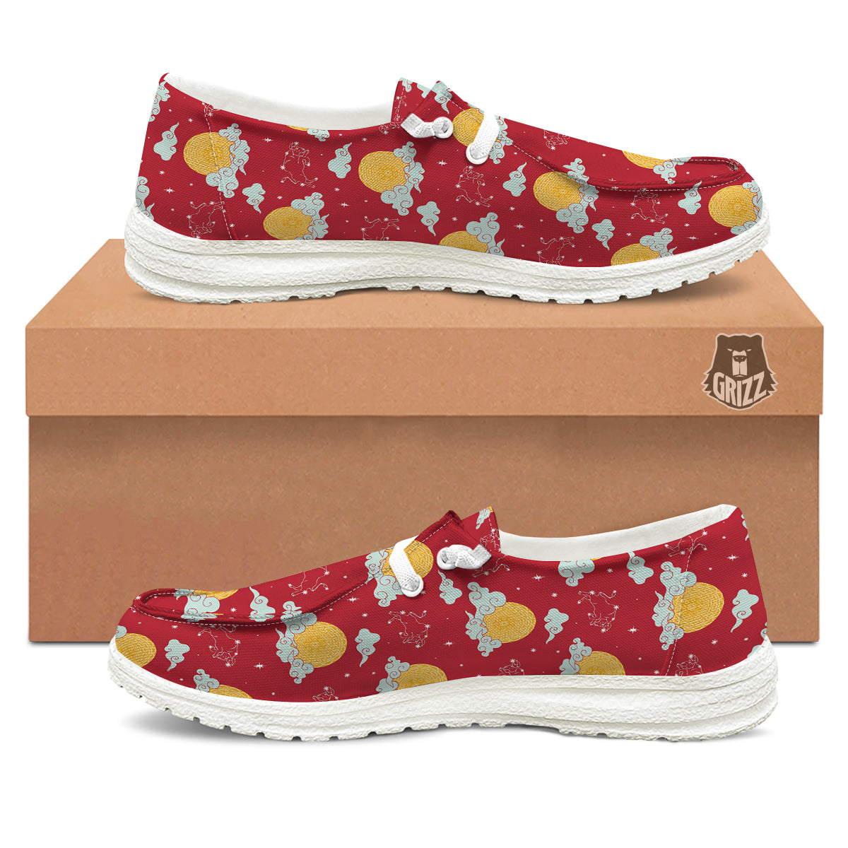 Zodiac Taurus Sky Chinese Year Print Pattern White Loafers-grizzshop