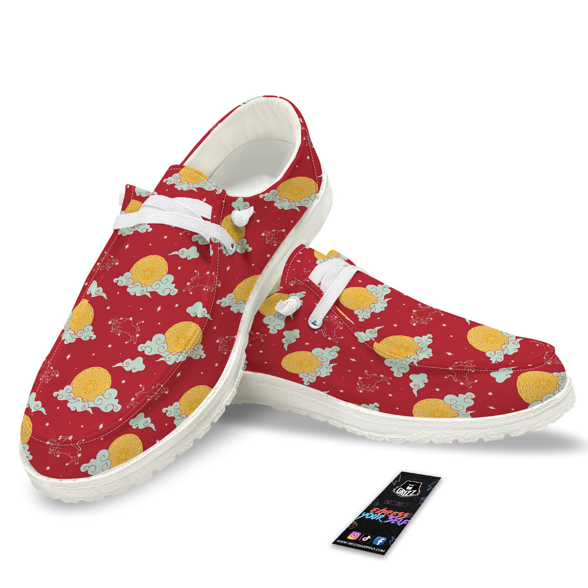 Zodiac Taurus Sky Chinese Year Print Pattern White Loafers-grizzshop