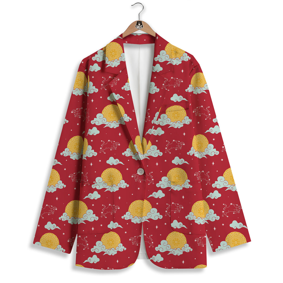 Zodiac Taurus Sky Chinese Year Print Pattern Women's Blazer-grizzshop