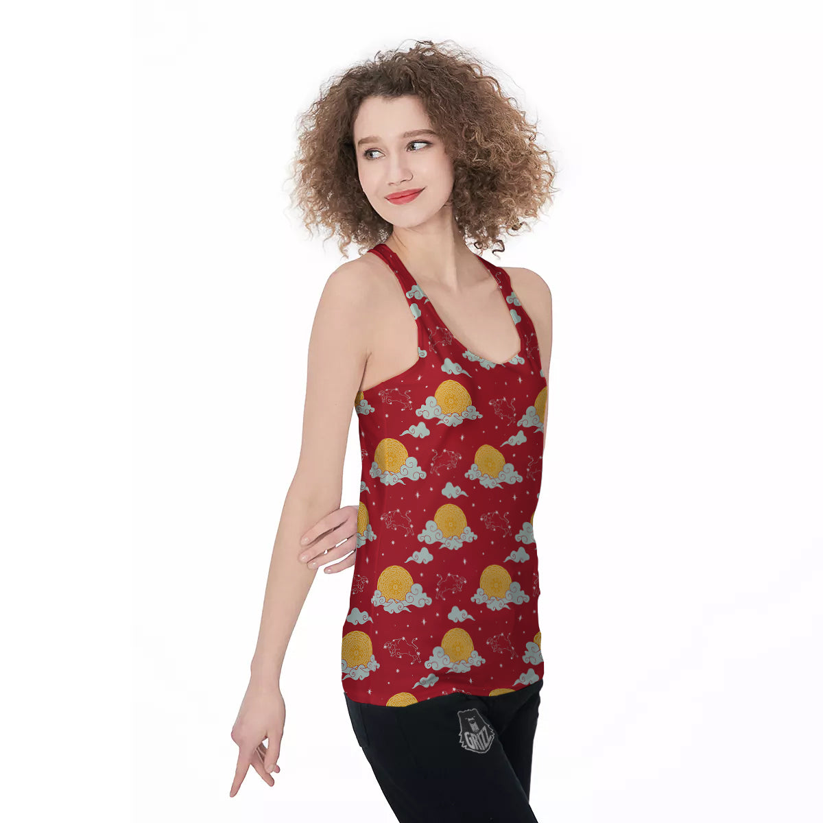 Zodiac Taurus Sky Chinese Year Print Pattern Women's Racerback Tank Top-grizzshop