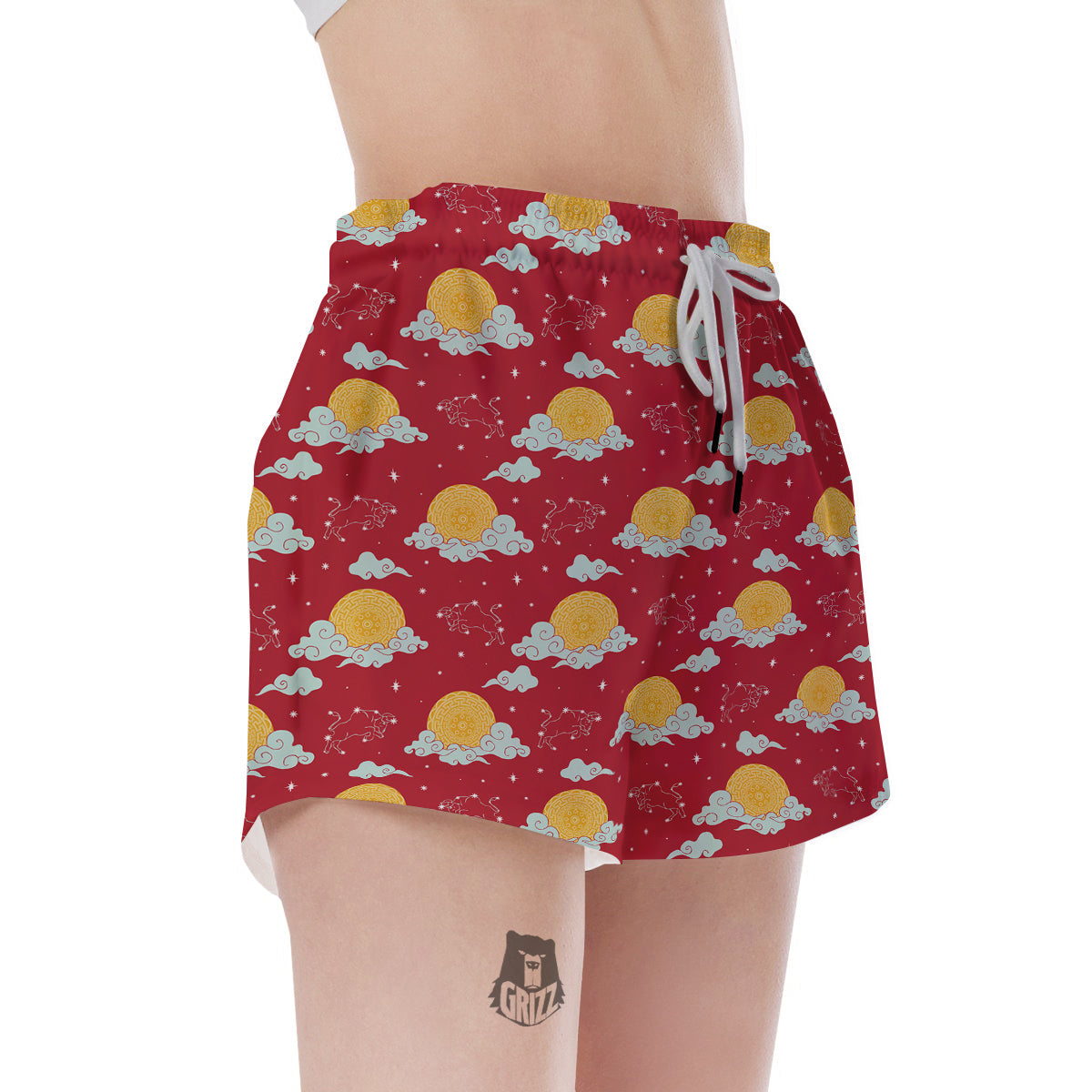 Zodiac Taurus Sky Chinese Year Print Pattern Women's Shorts-grizzshop