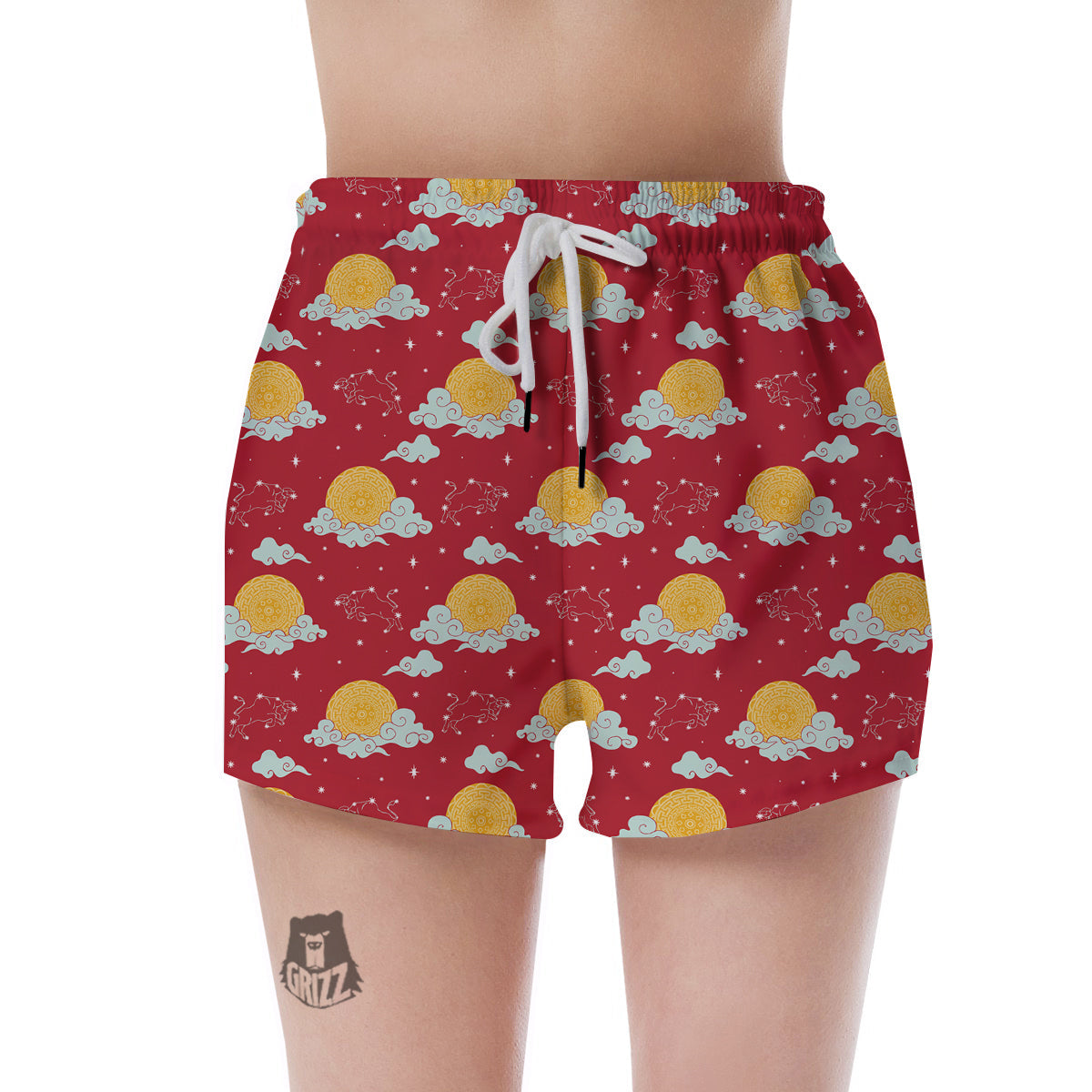 Zodiac Taurus Sky Chinese Year Print Pattern Women's Shorts-grizzshop