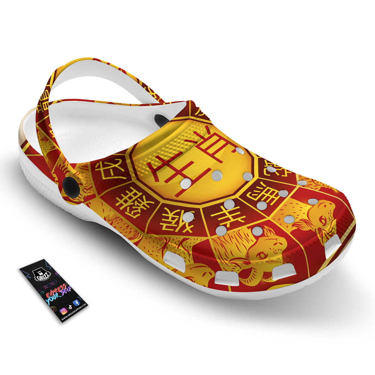 Zodiac Wheel Colourful Chinese Print Clog-grizzshop