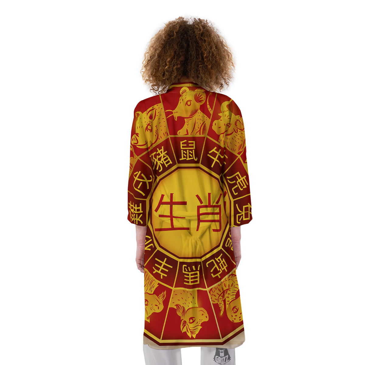 Zodiac Wheel Colourful Chinese Print Kimono-grizzshop
