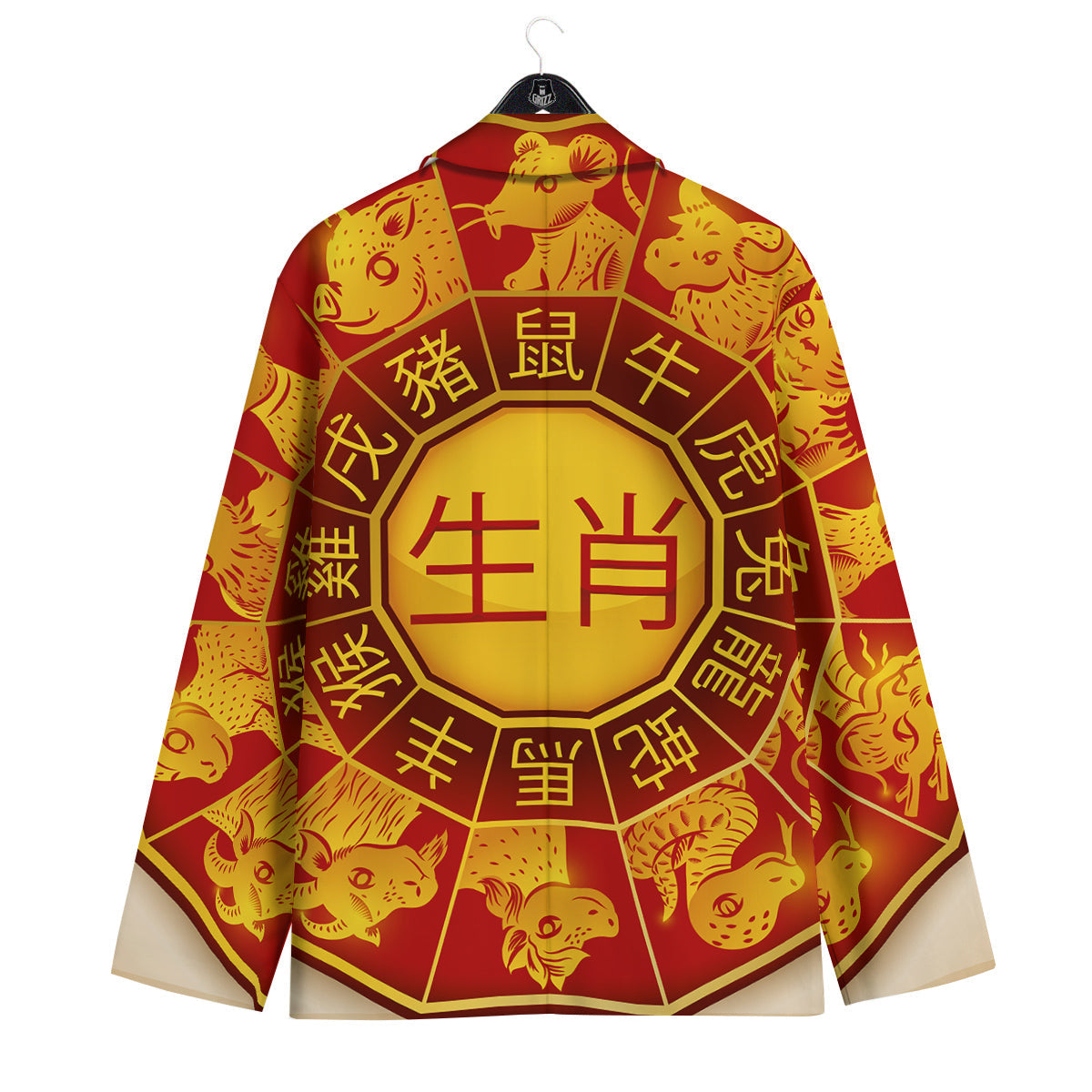 Zodiac Wheel Colourful Chinese Print Men's Sport Coat-grizzshop