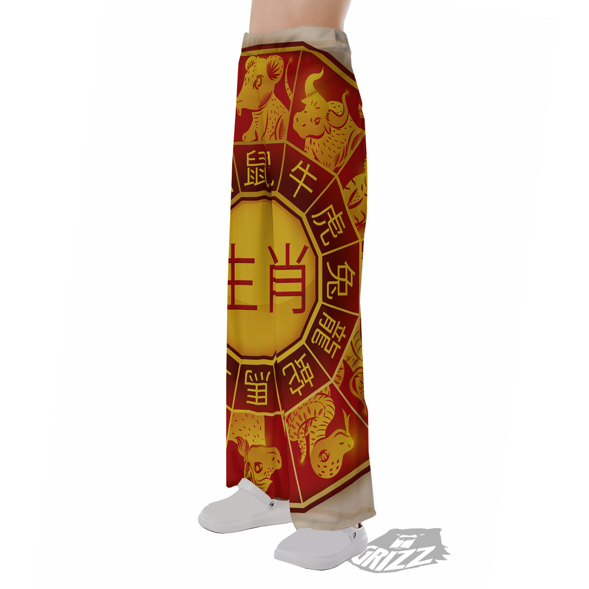 Zodiac Wheel Colourful Chinese Print Pajama Pants-grizzshop