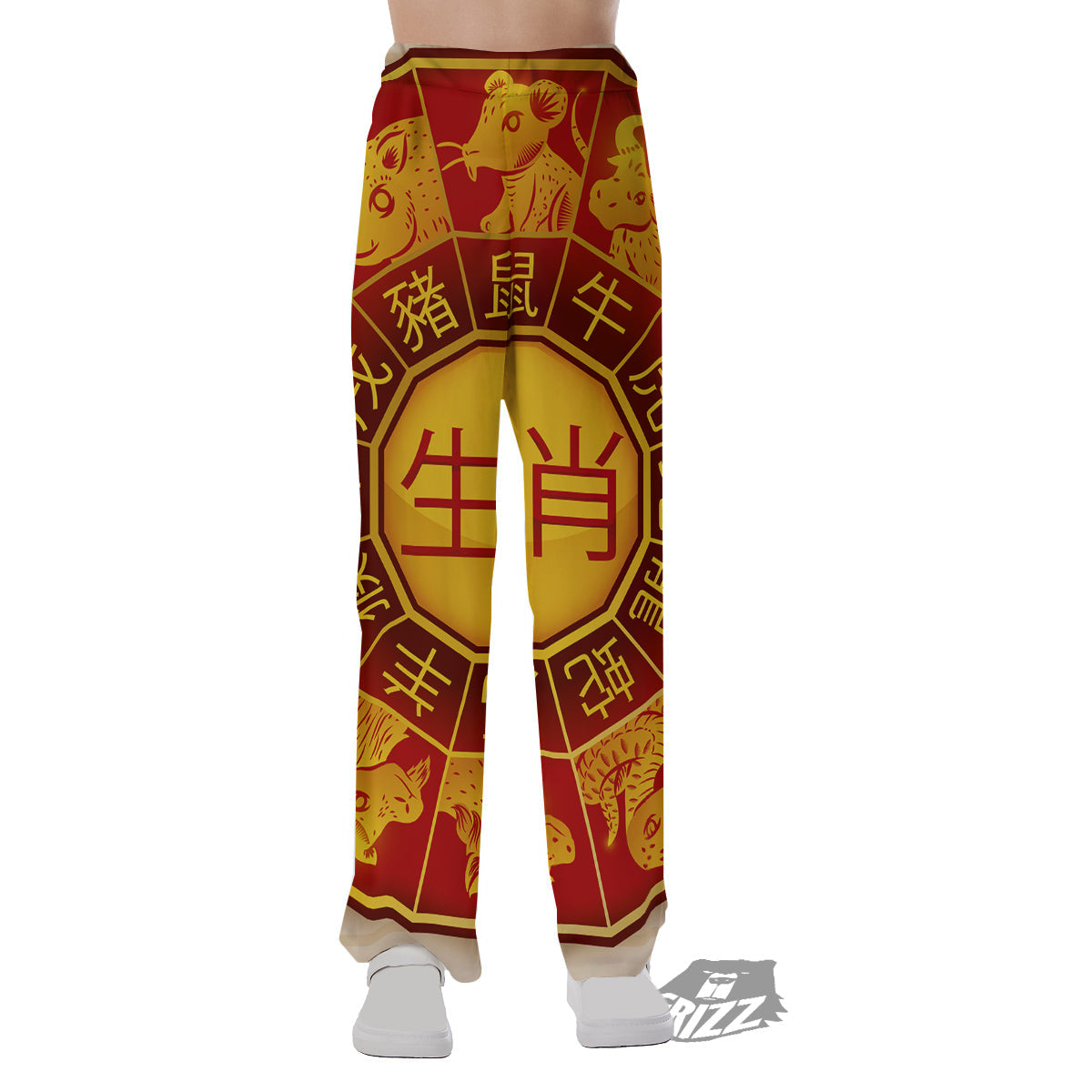 Zodiac Wheel Colourful Chinese Print Pajama Pants-grizzshop