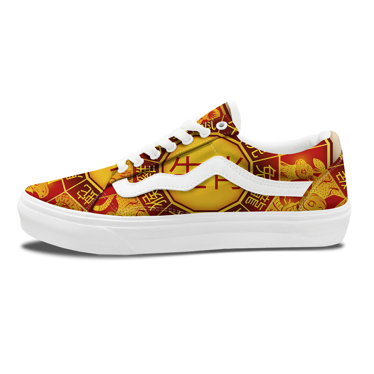 Zodiac Wheel Colourful Chinese Print Skate Shoes-grizzshop