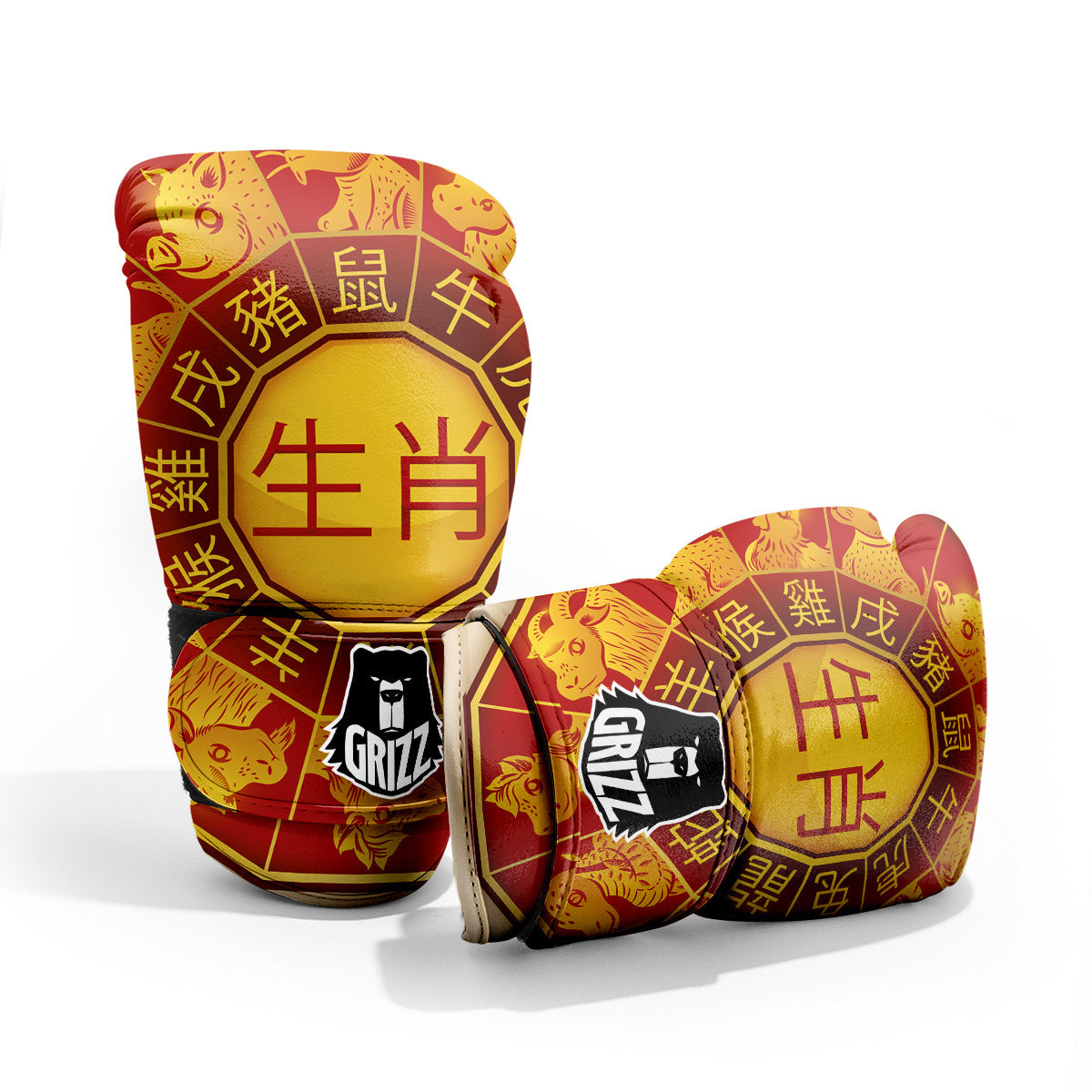 Zodiac Wheel Colourful Chinese Print Pro Boxing Glove