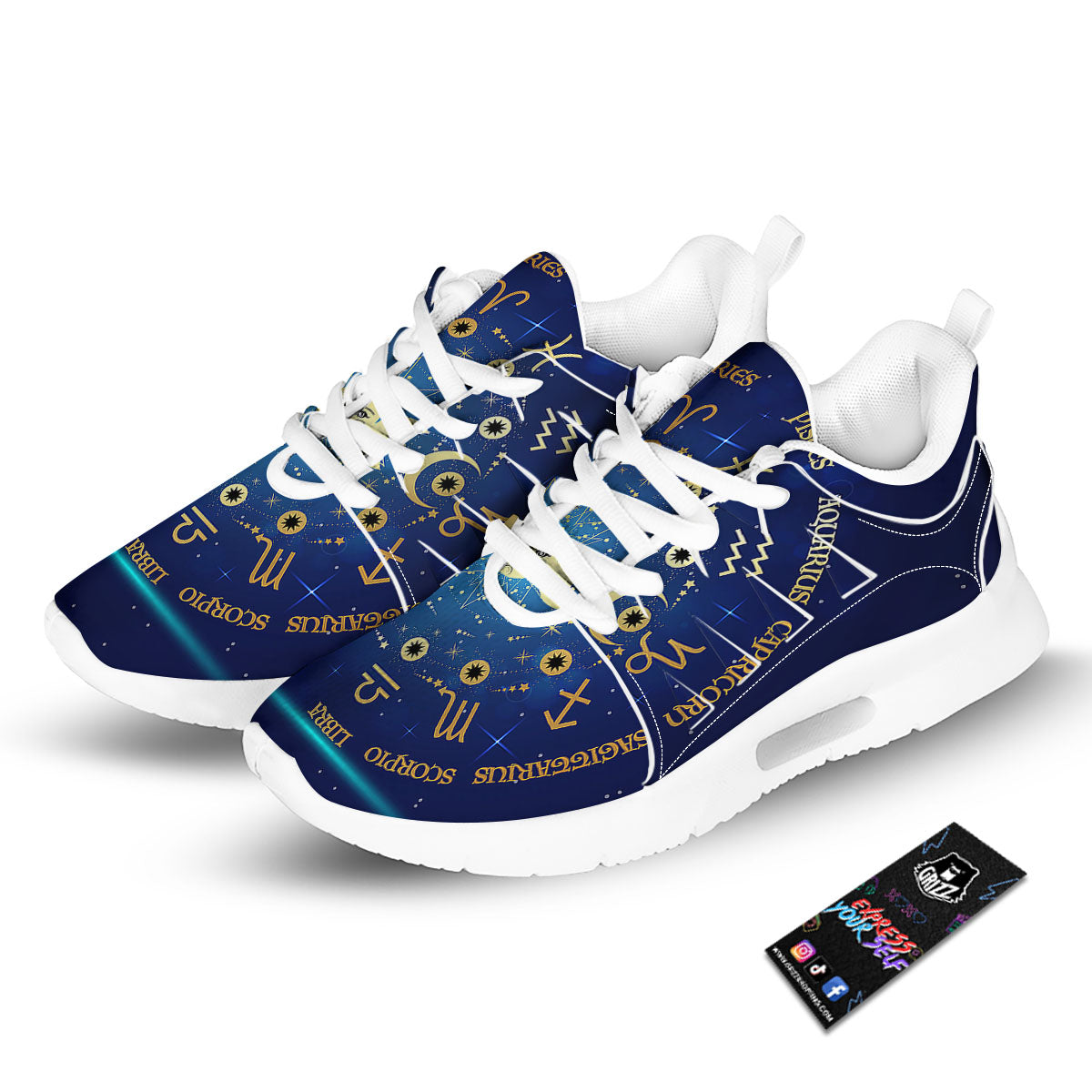 Zodiac Wheel Colourful Chinese Print Tennis Shoes-grizzshop