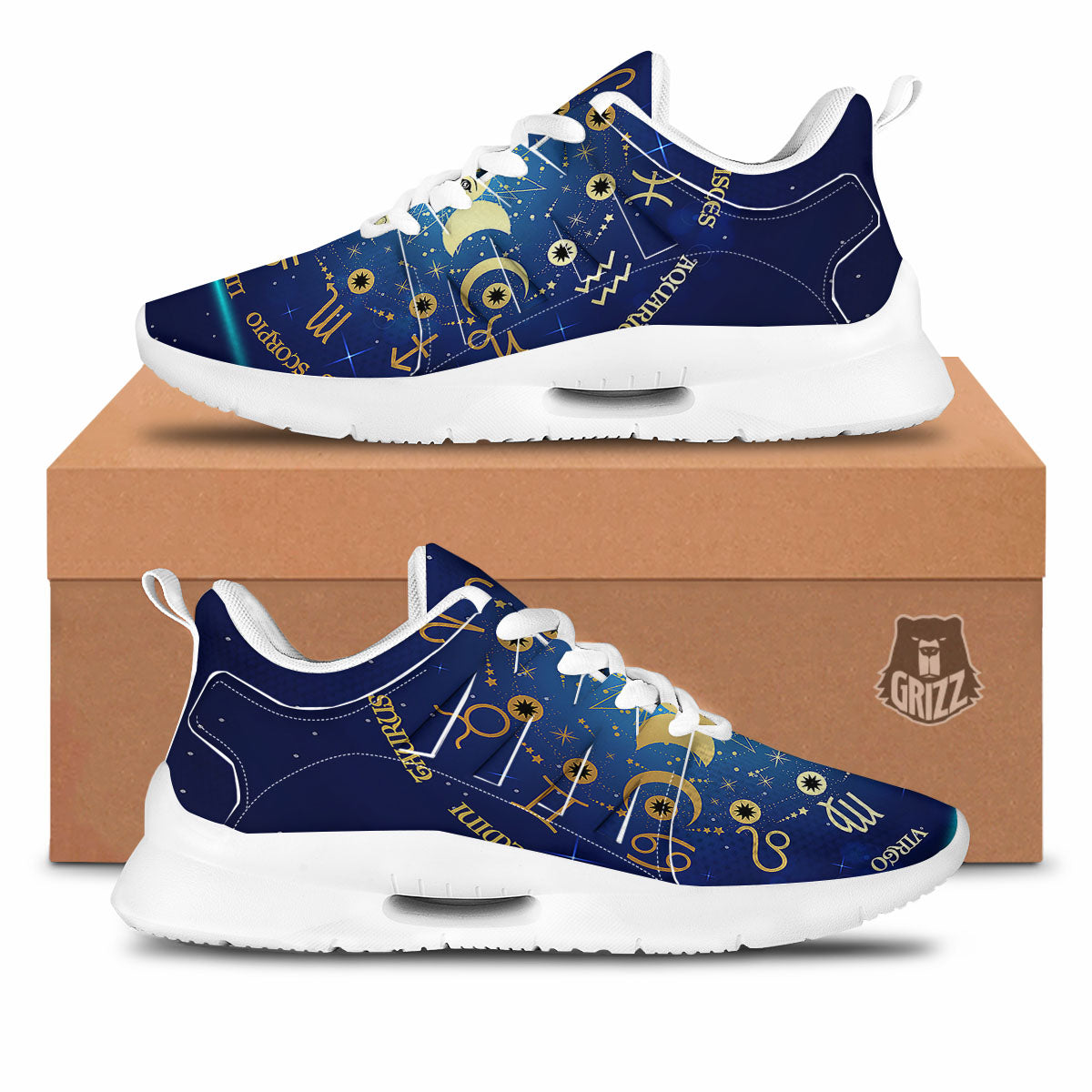 Zodiac Wheel Colourful Chinese Print Tennis Shoes-grizzshop