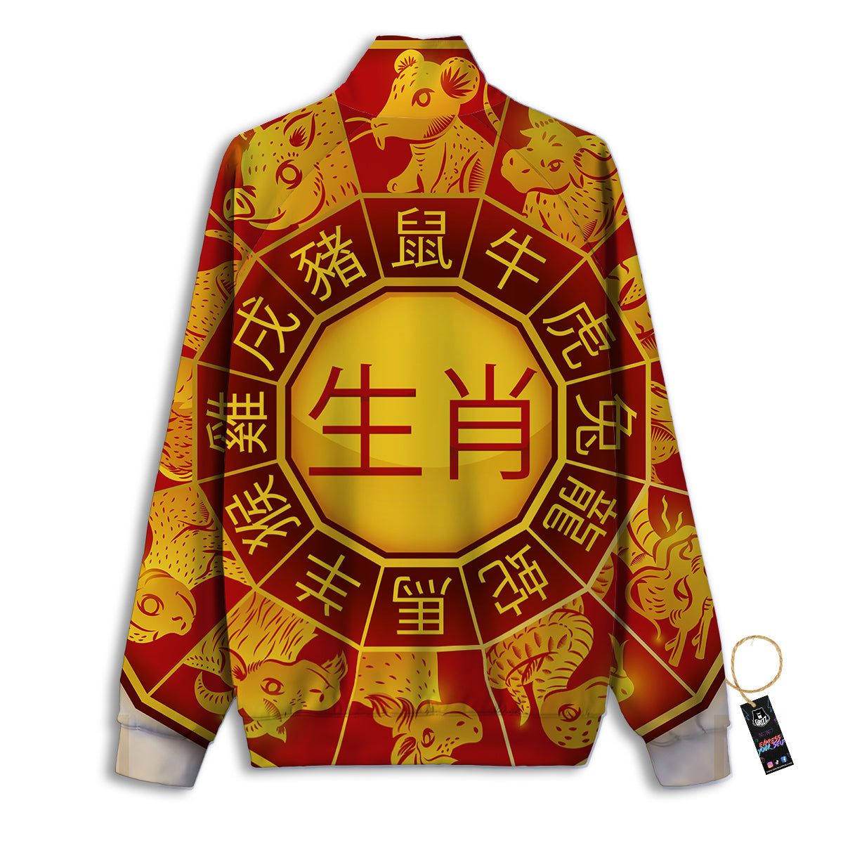 Zodiac Wheel Colourful Chinese Print Track Jacket-grizzshop
