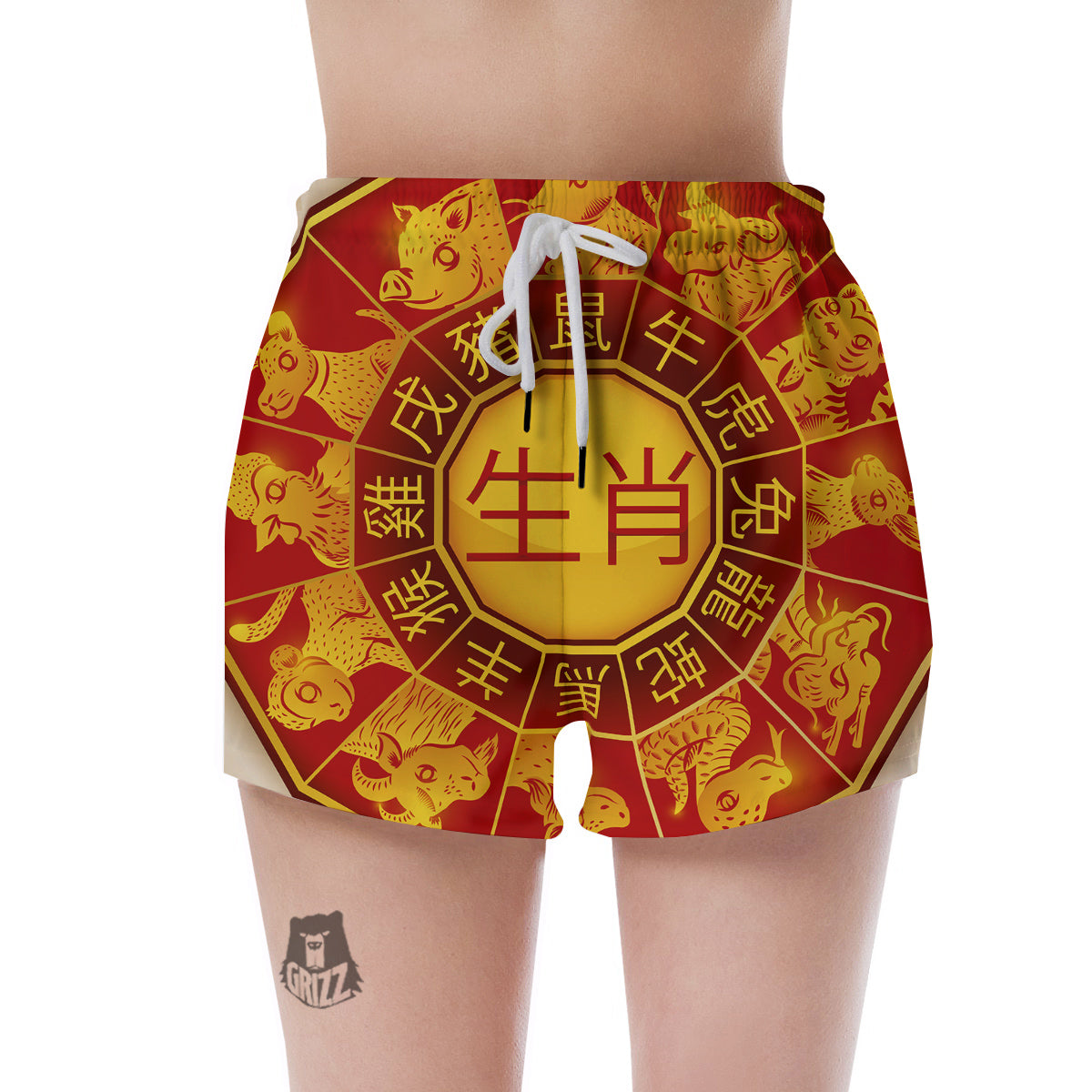 Zodiac Wheel Colourful Chinese Print Women's Shorts-grizzshop