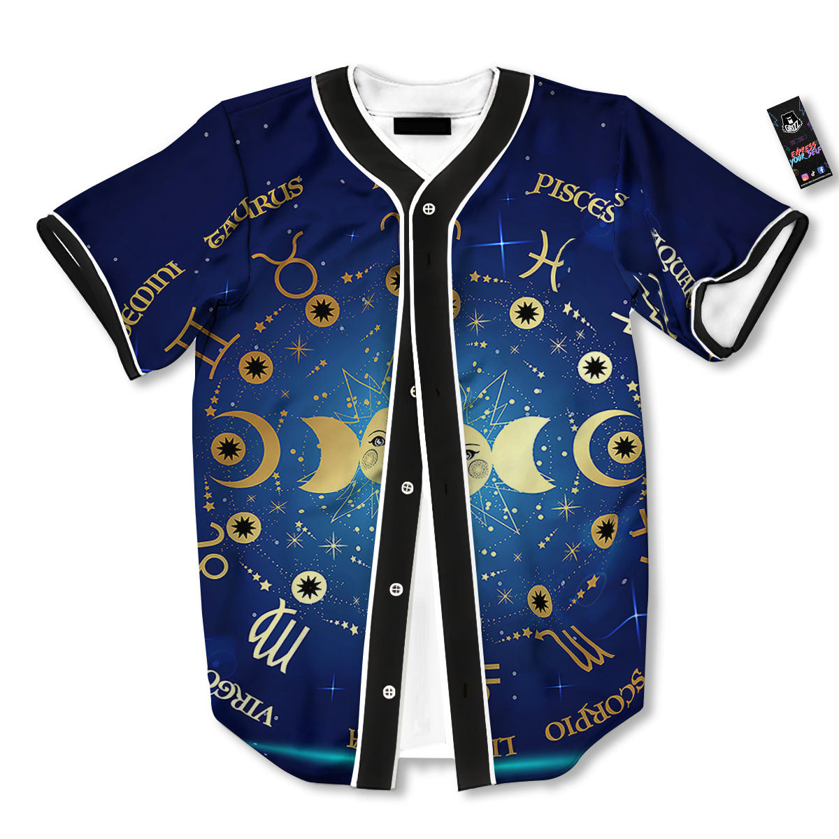 Zodiac Wheel Galaxy Print Baseball Jersey-grizzshop