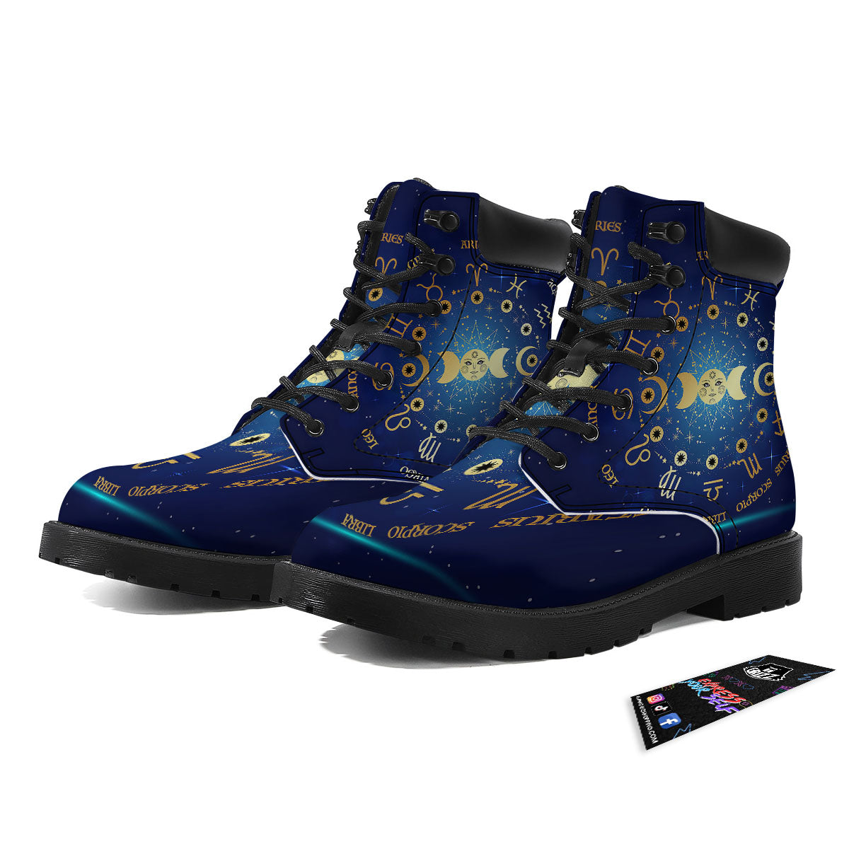 Zodiac Wheel Galaxy Print Boots-grizzshop