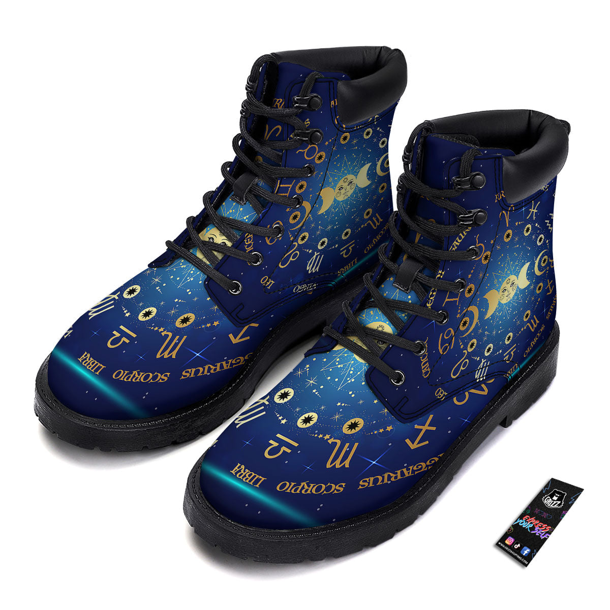 Zodiac Wheel Galaxy Print Boots-grizzshop
