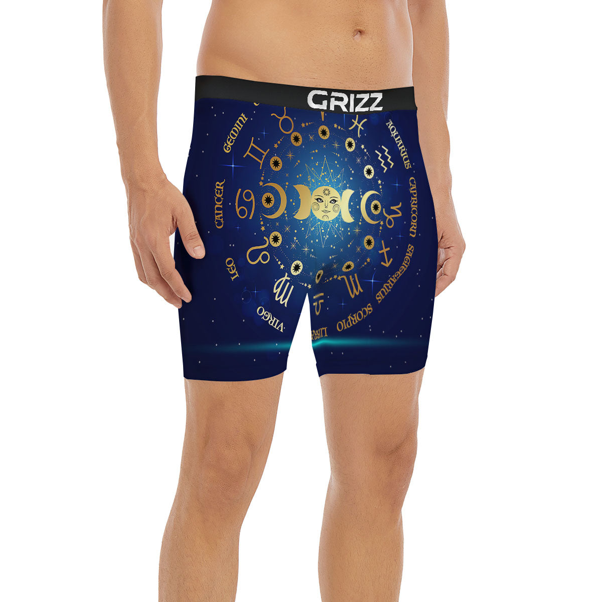 Zodiac Wheel Galaxy Print Boxer Briefs-grizzshop