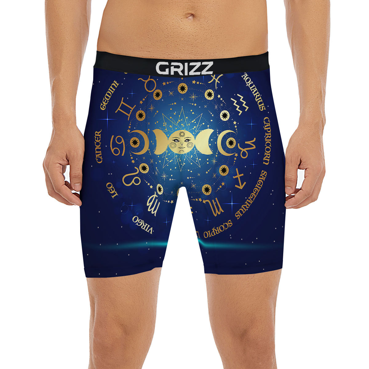 Zodiac Wheel Galaxy Print Boxer Briefs-grizzshop
