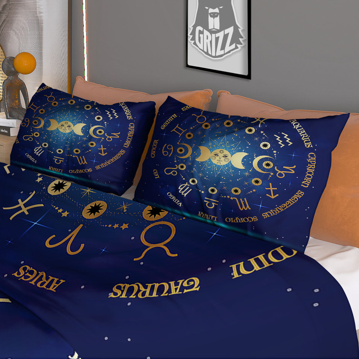 Zodiac Wheel Galaxy Print Duvet Cover Bedding Set