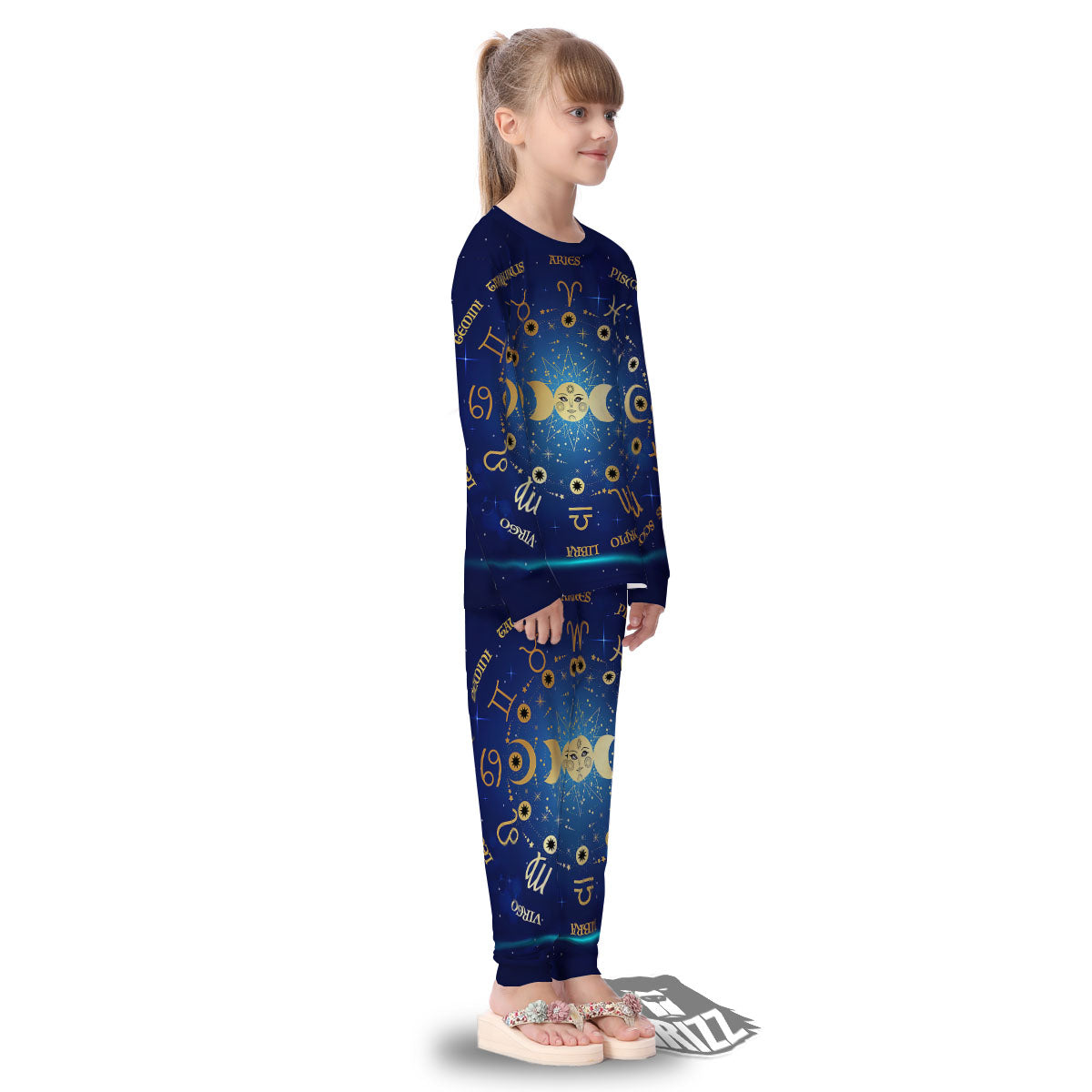 Zodiac Wheel Galaxy Print Kid's Pajamas-grizzshop