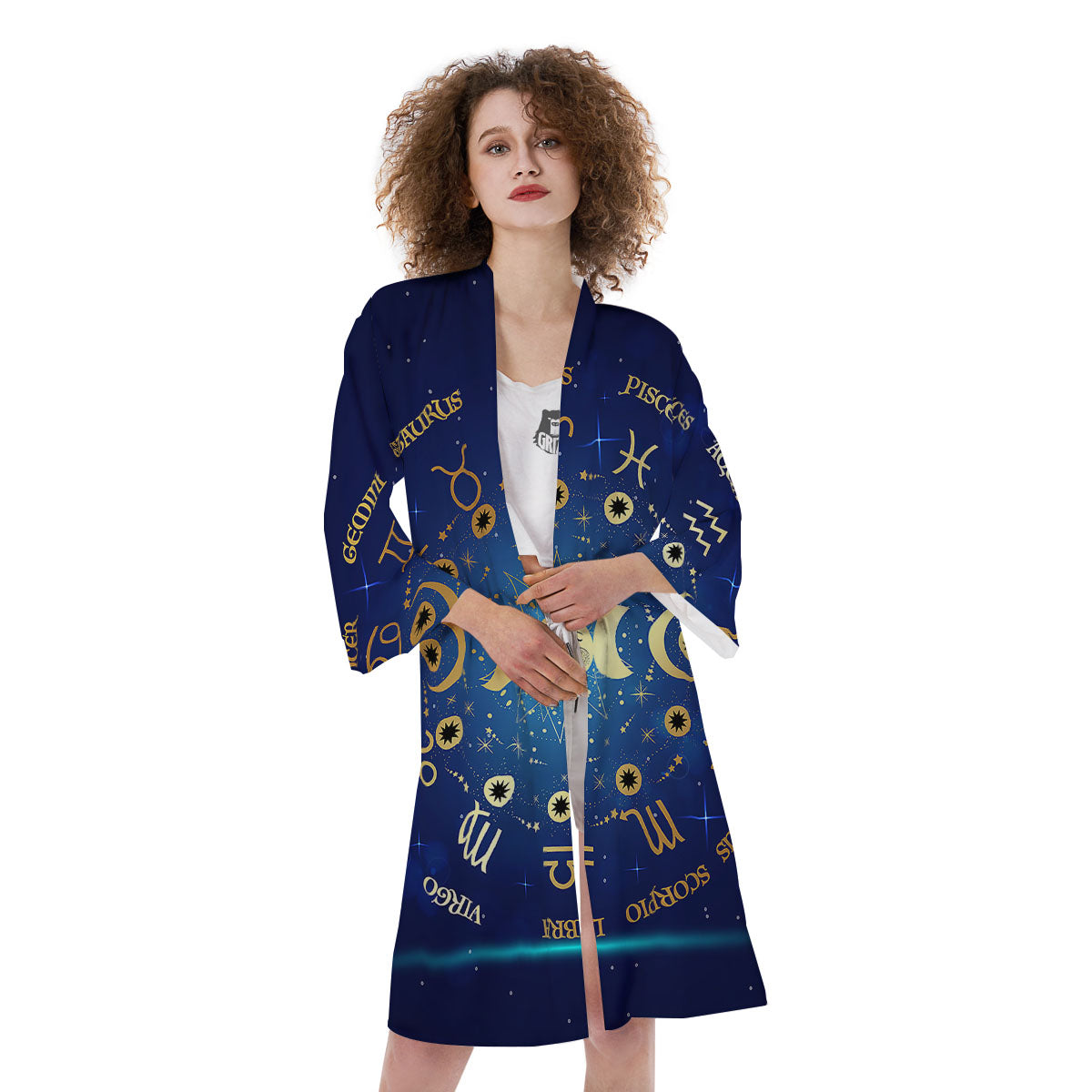 Zodiac Wheel Galaxy Print Kimono-grizzshop