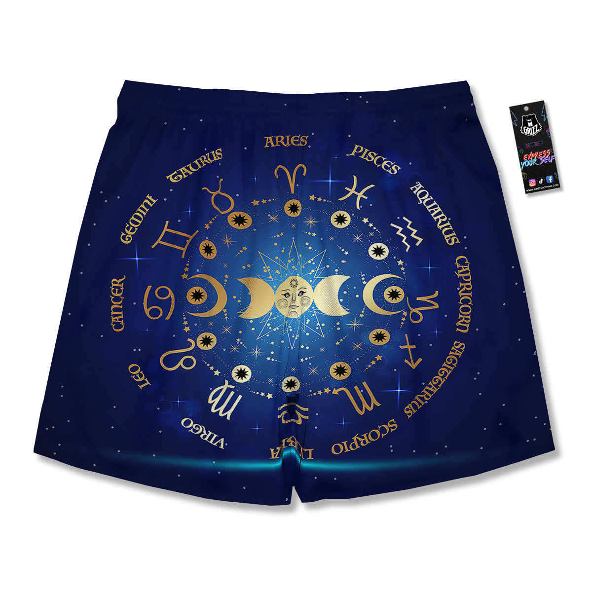 Zodiac Wheel Galaxy Print Men's Running Shorts-grizzshop