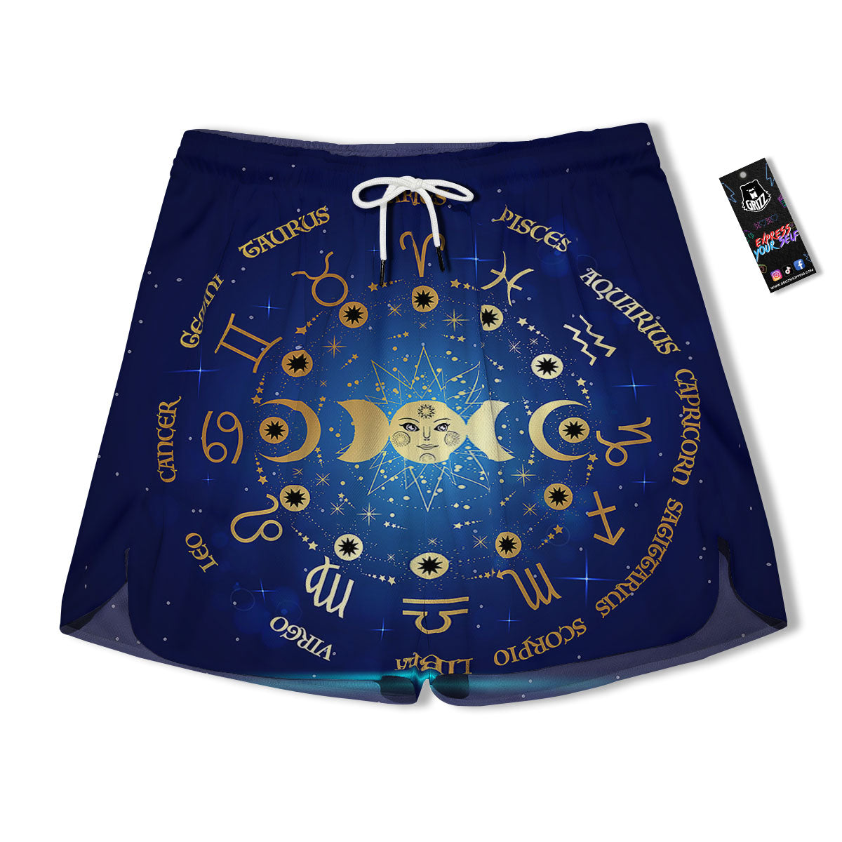 Zodiac Wheel Galaxy Print Men's Running Shorts-grizzshop