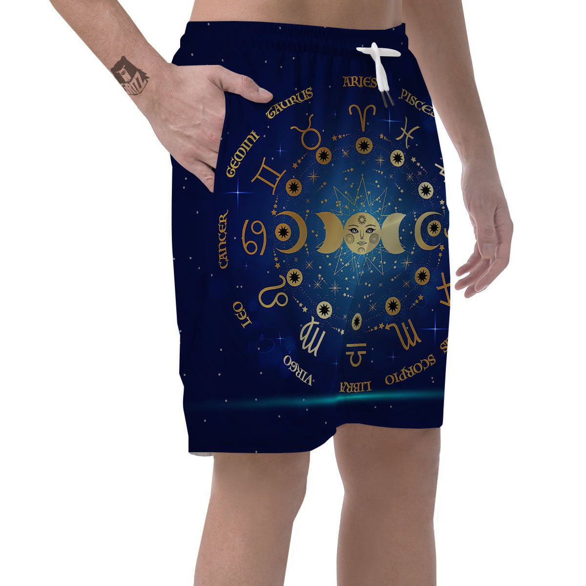 Zodiac Wheel Galaxy Print Men's Shorts-grizzshop