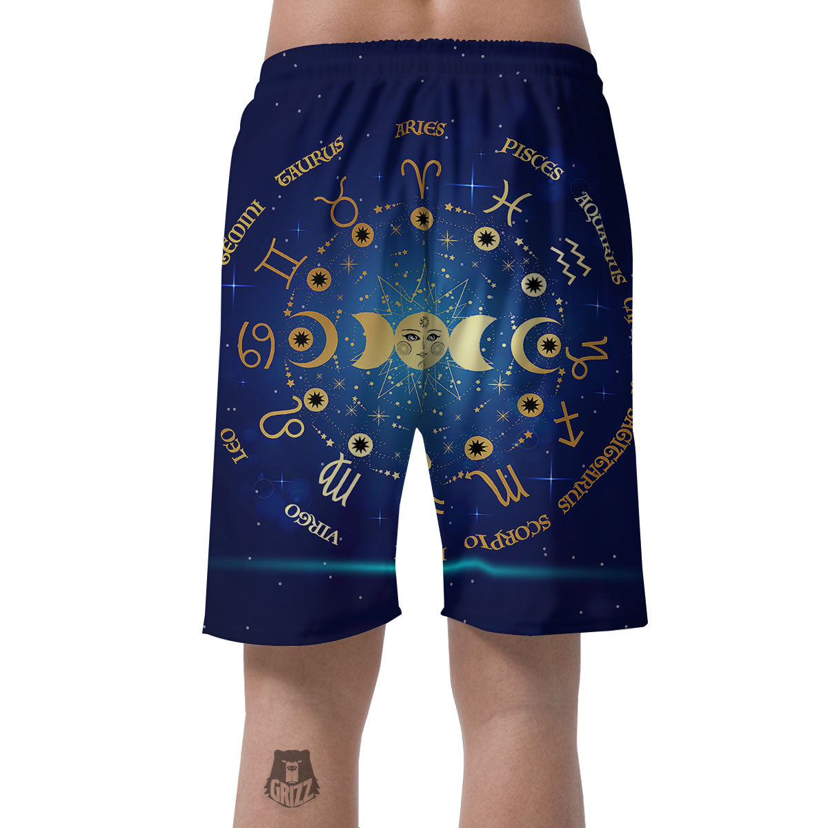 Zodiac Wheel Galaxy Print Men's Shorts-grizzshop