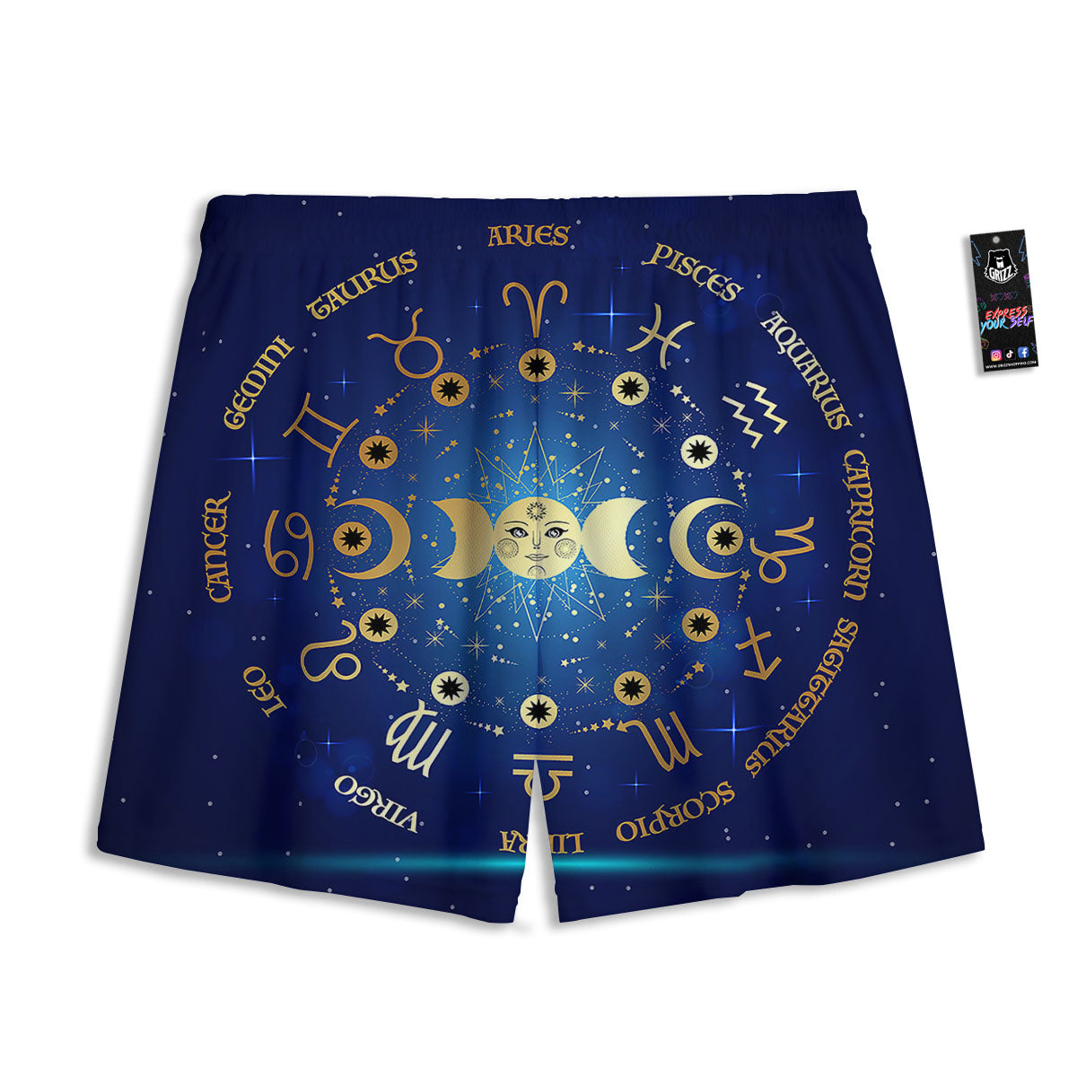 Zodiac Wheel Galaxy Print Mesh Shorts