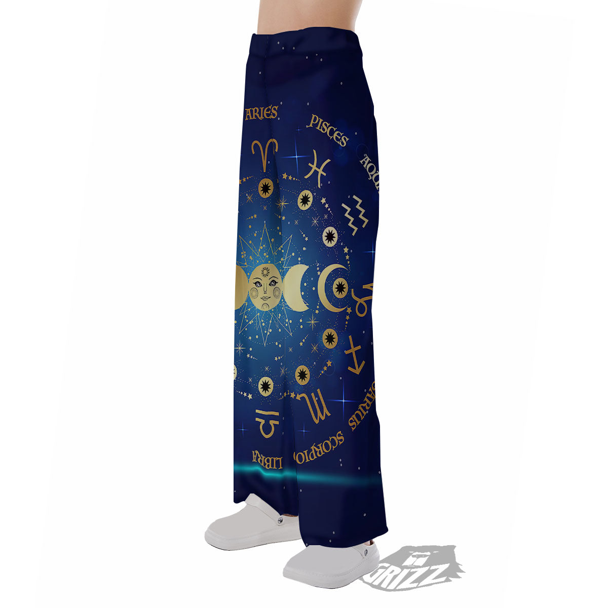 Zodiac Wheel Galaxy Print Pajama Pants-grizzshop