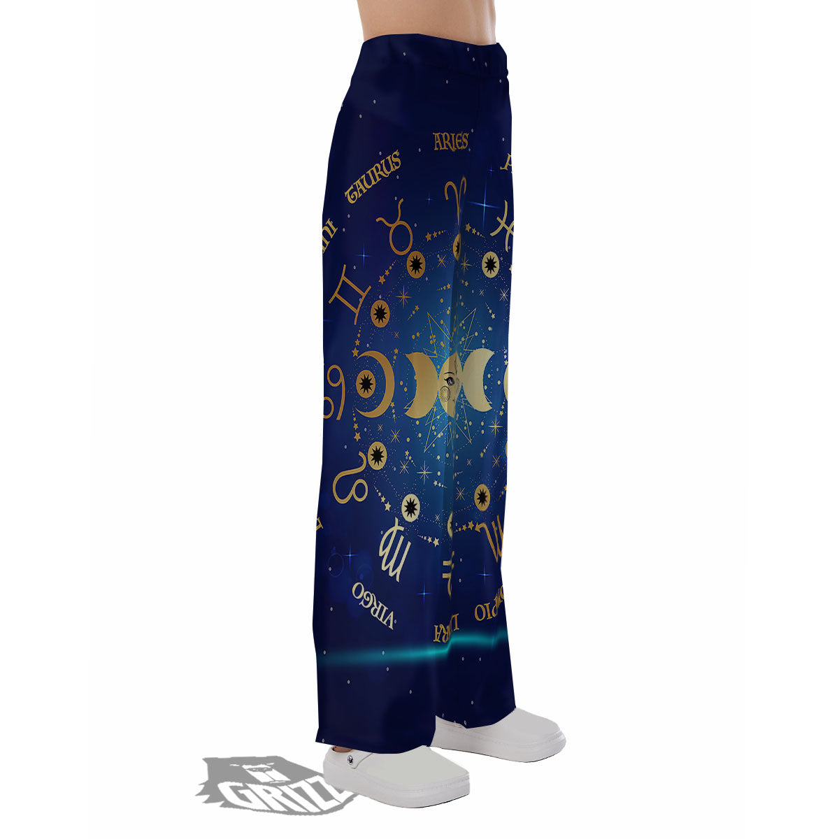 Zodiac Wheel Galaxy Print Pajama Pants-grizzshop