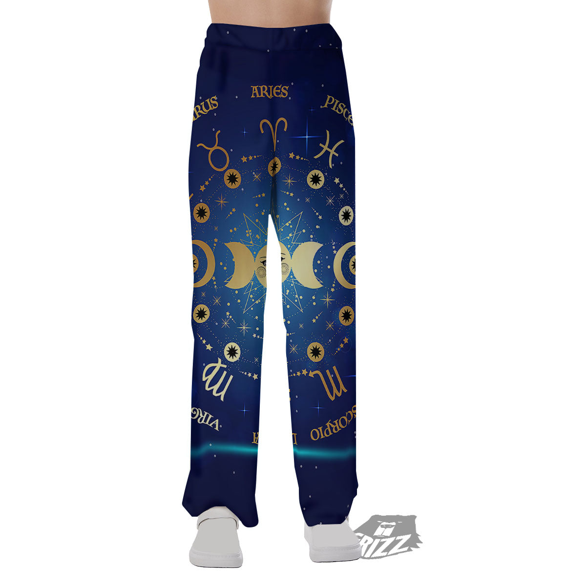 Zodiac Wheel Galaxy Print Pajama Pants-grizzshop